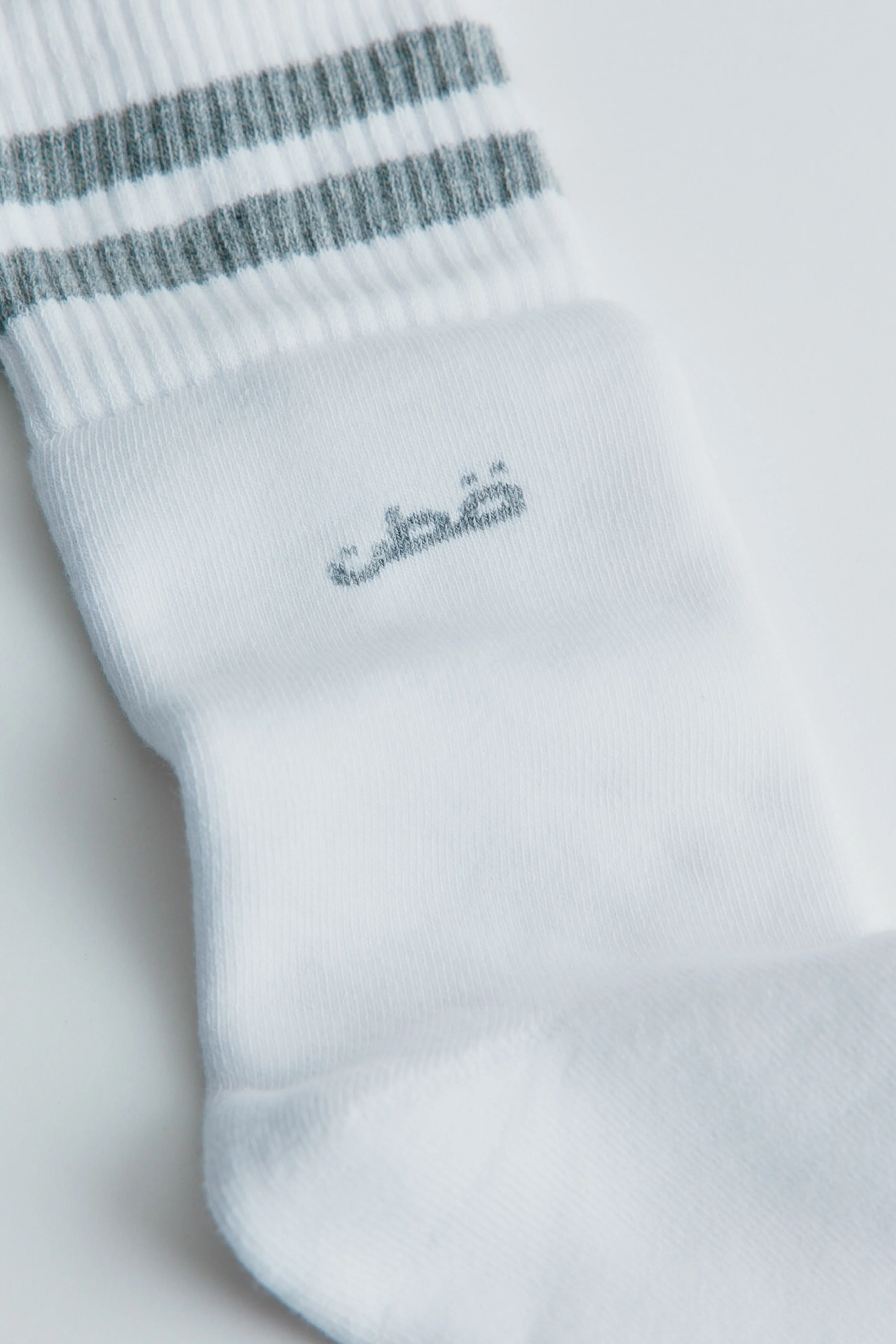 Crew Socks in Grey Mix Stripe - Image 3