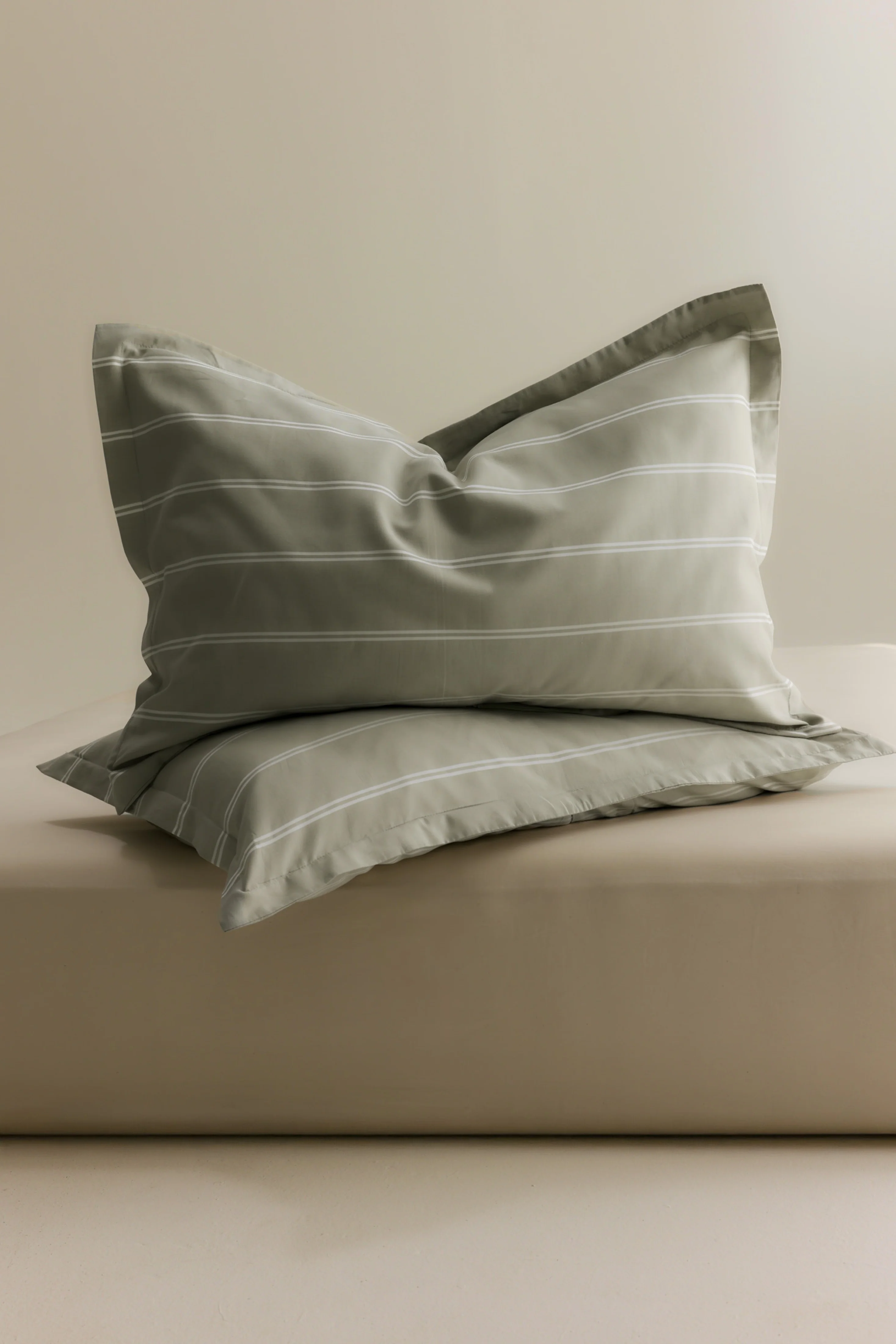 Duvet Cover and Sham Set in Sage/Natural Stripe - Image 5