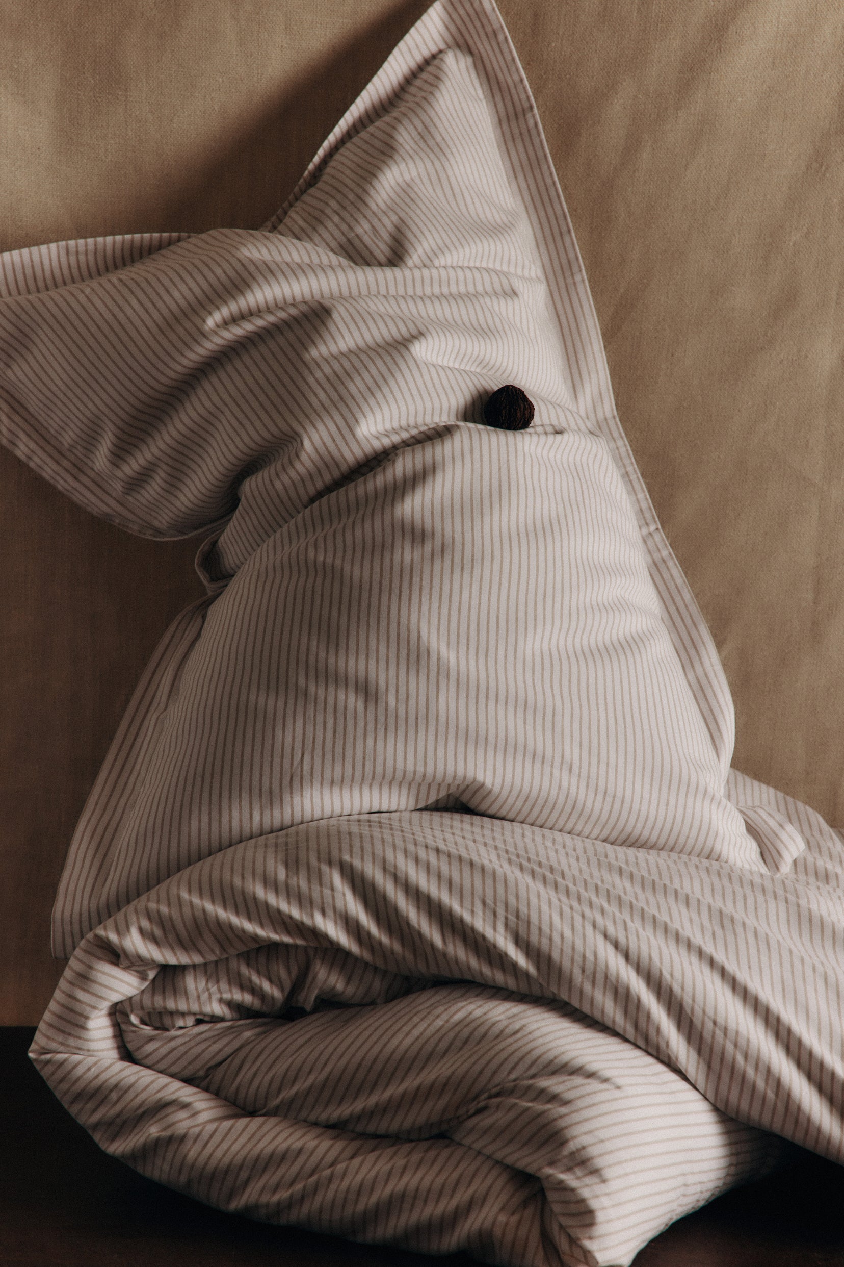 Duvet Cover and Sham Set in Sand/White Microstripe - Image 2
