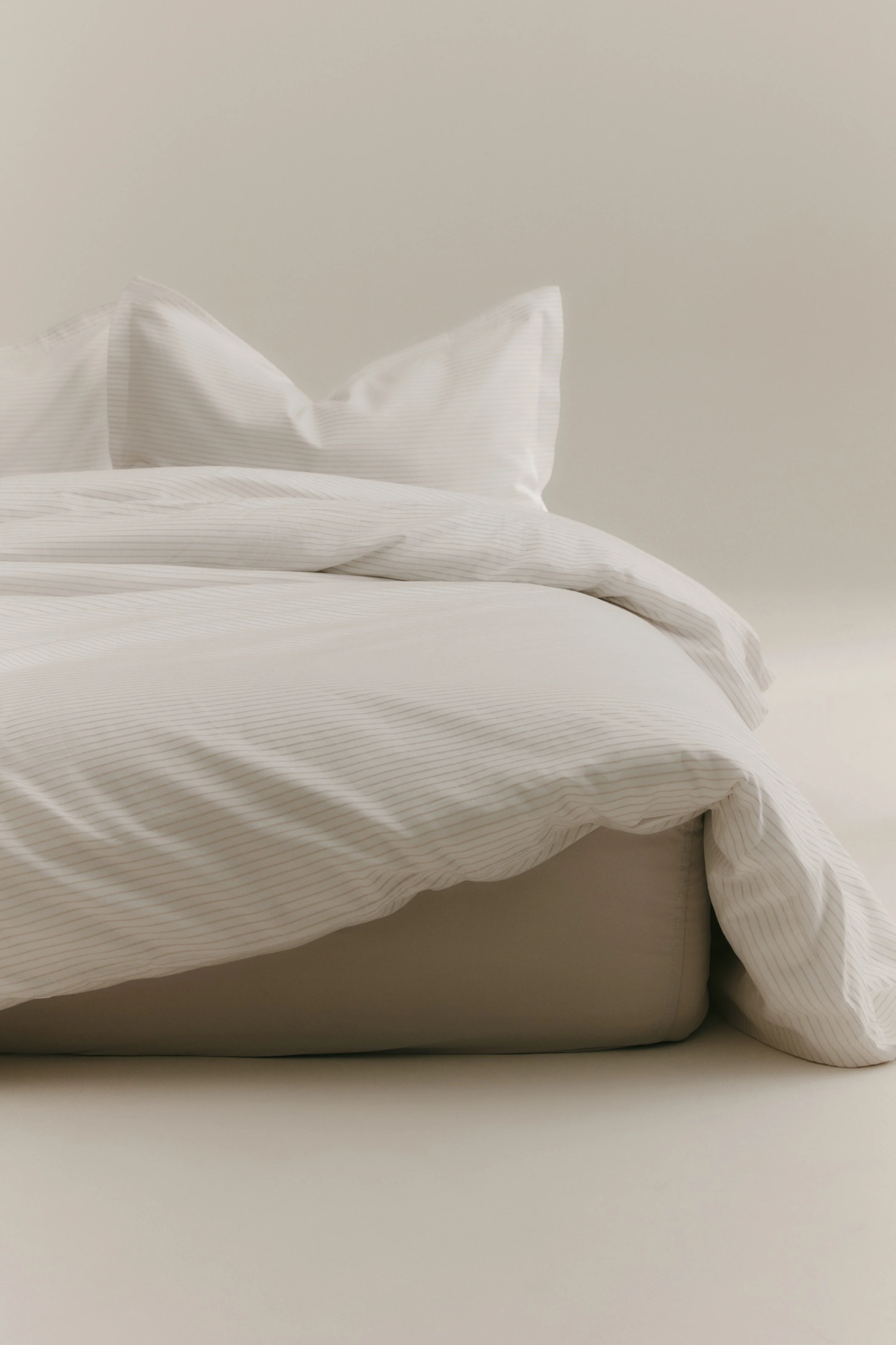 Duvet Cover and Sham Set in Sand/White Microstripe - Image 4