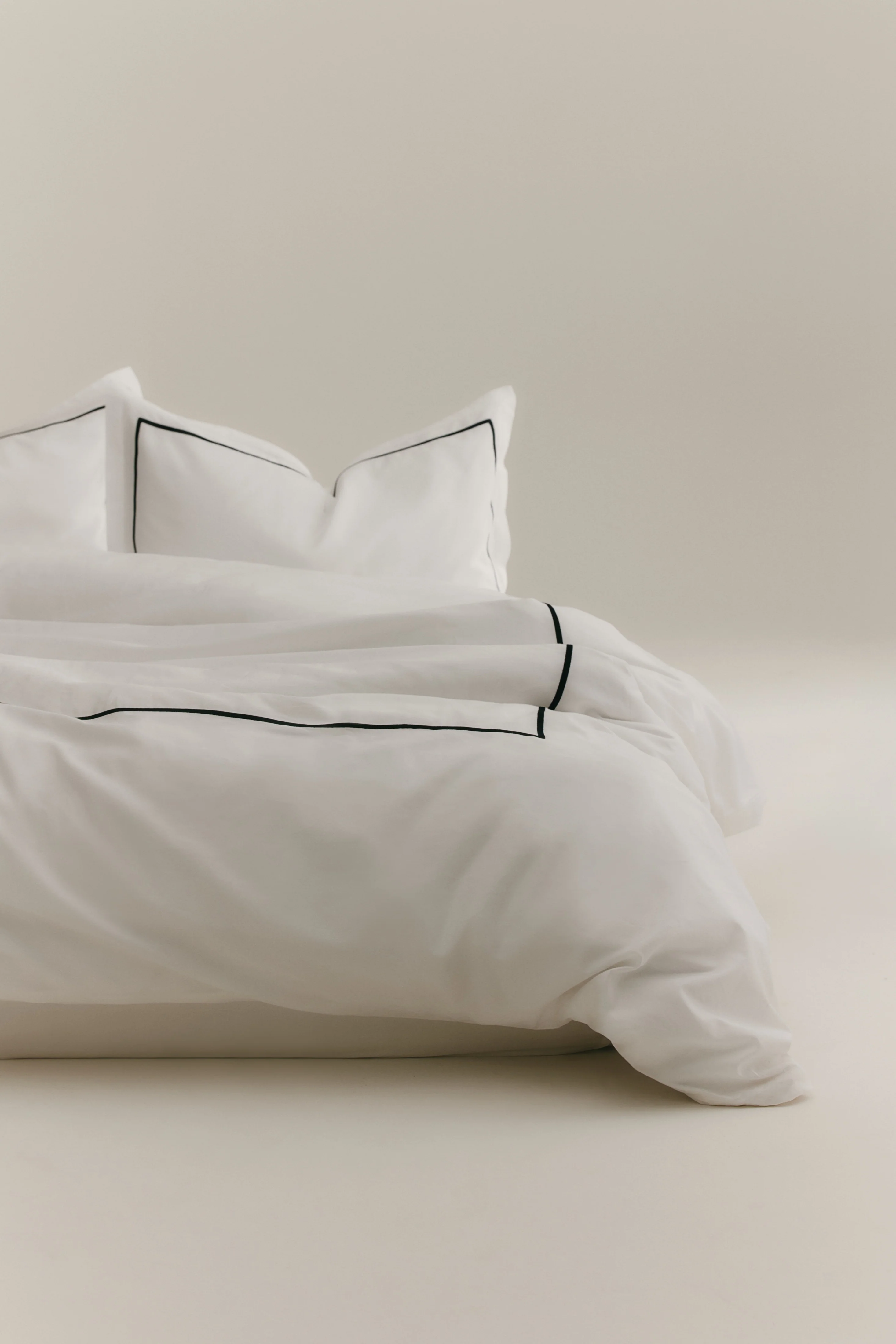 Duvet Cover and Sham Set in White/Black Embroidery - Image 3