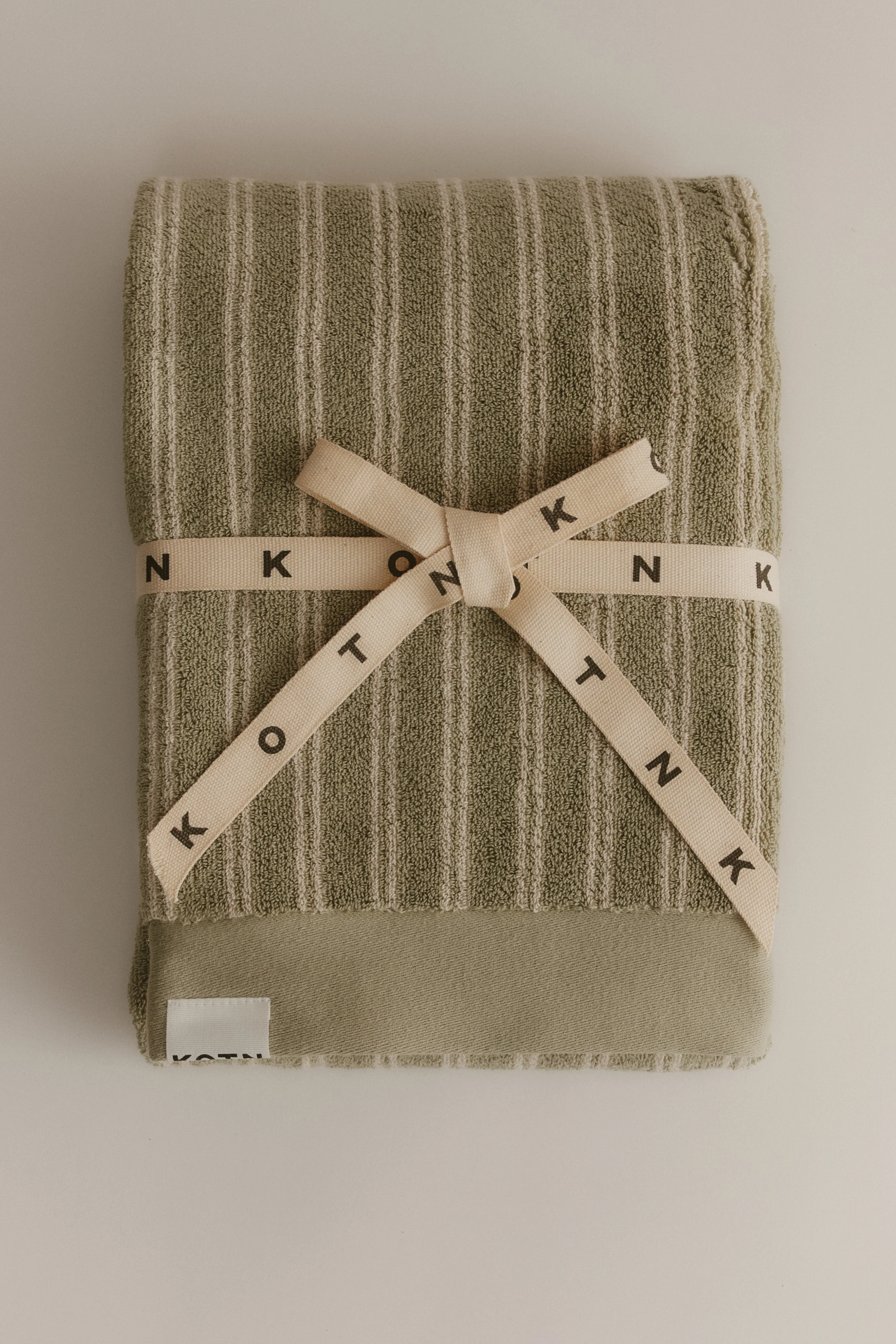 Egyptian Cotton Bath Sheet in Sage/Natural Stripe - Image 4