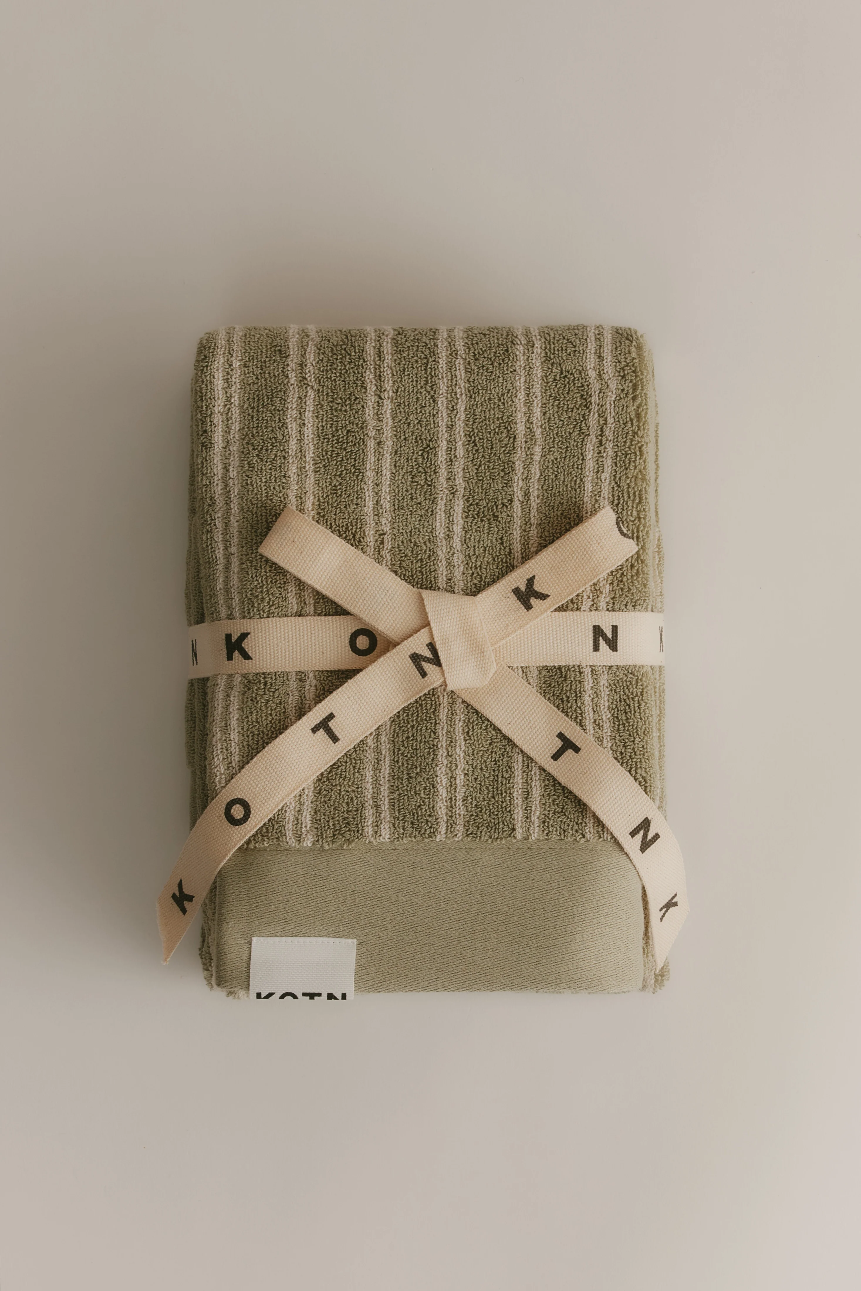 Egyptian Cotton Hand Towel (2 Pack) in Sage/Natural Stripe - Image 5