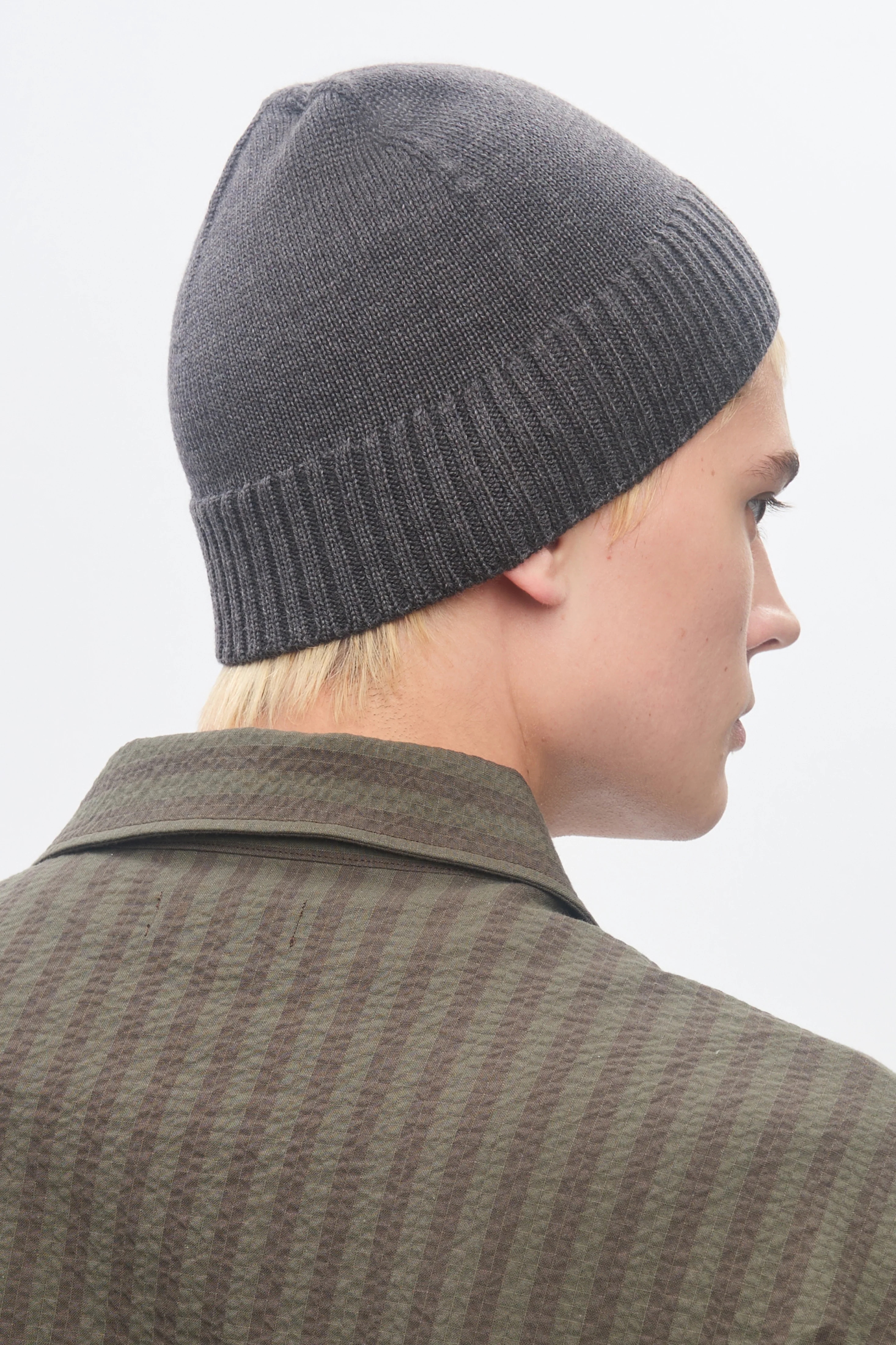 Elba Merino Beanie in Charcoal Melange - Image 2