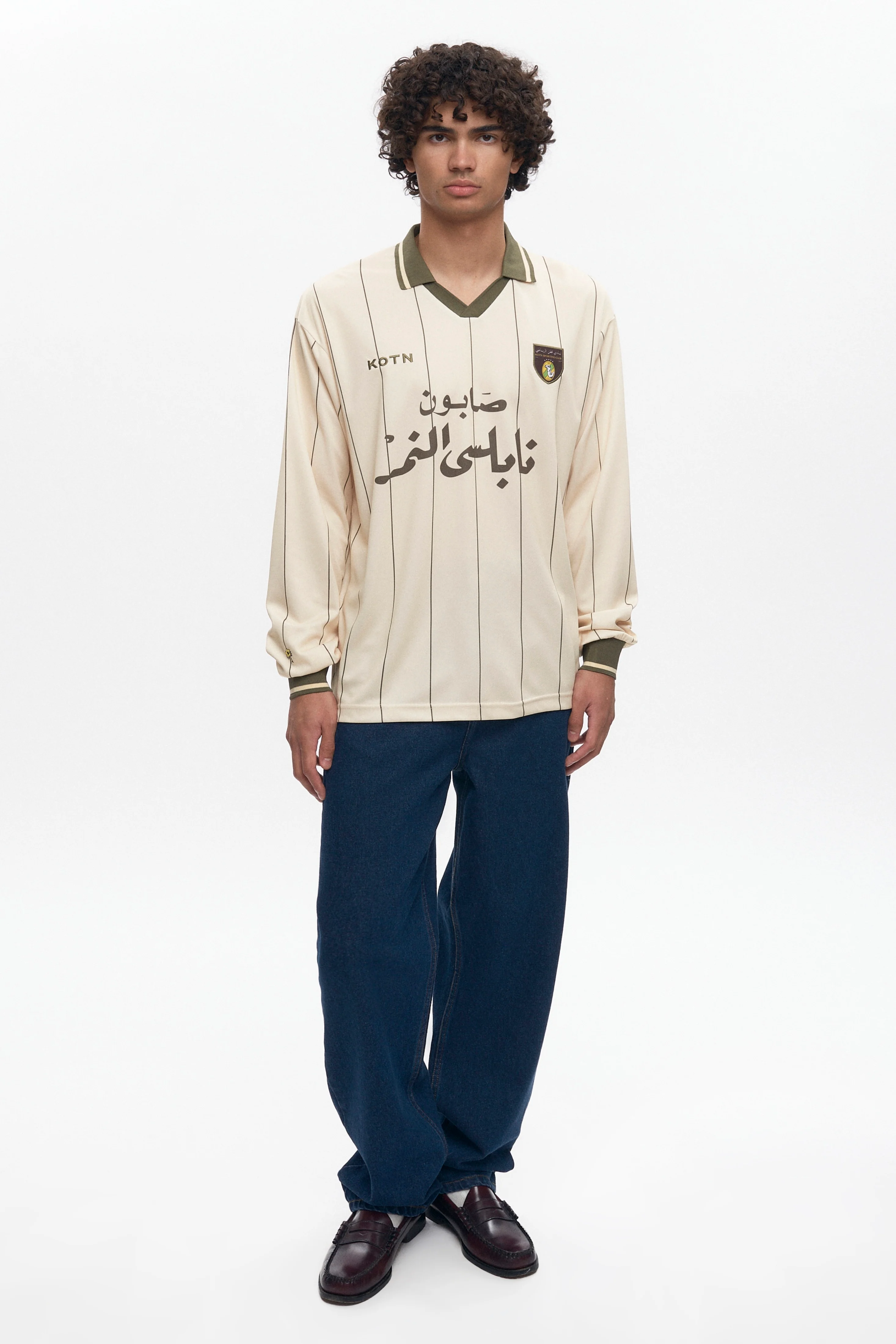 Kotn LS Soccer Jersey in Cream/Olive - Image 3