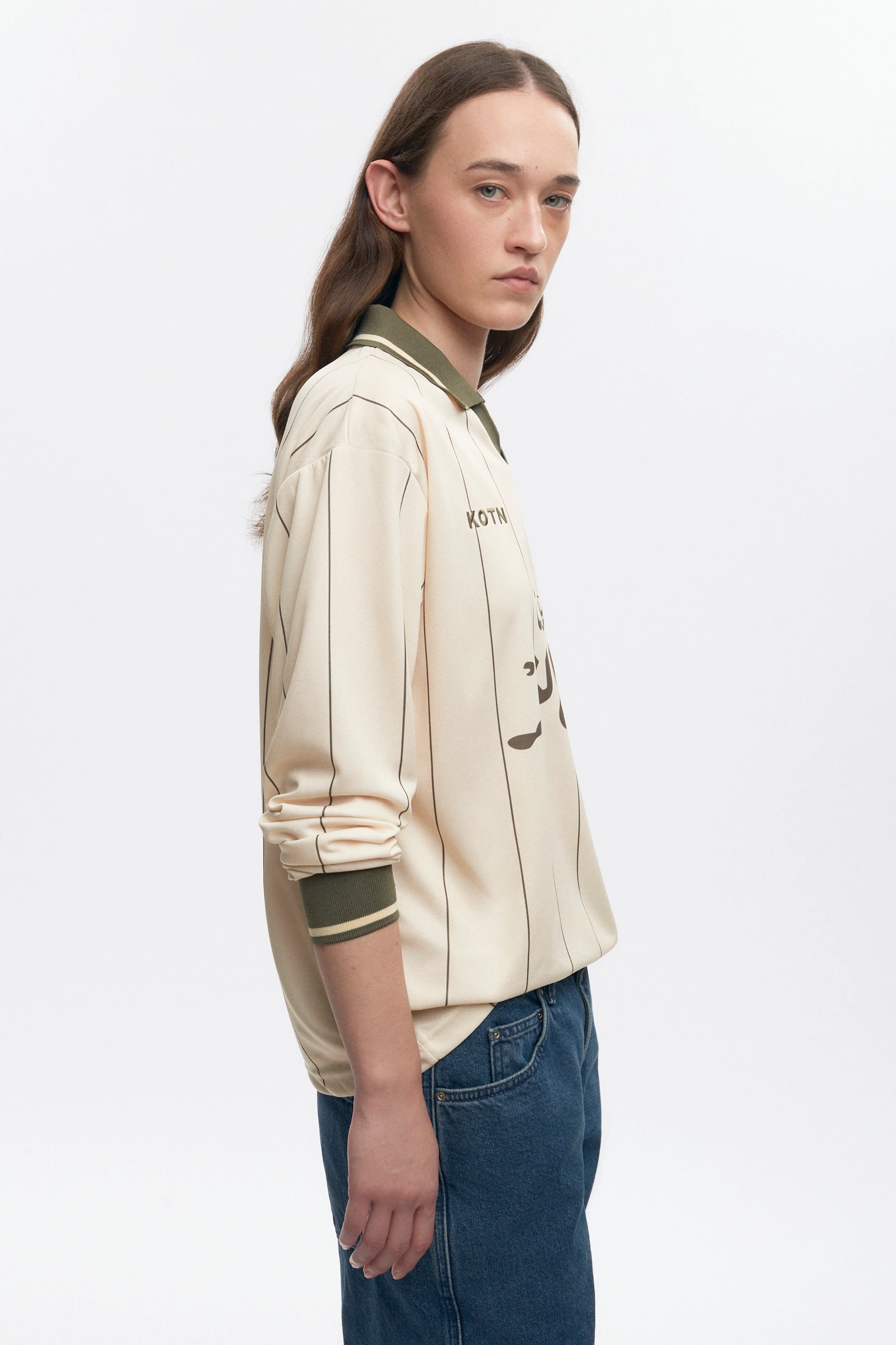 Kotn LS Soccer Jersey in Cream/Olive - Image 6