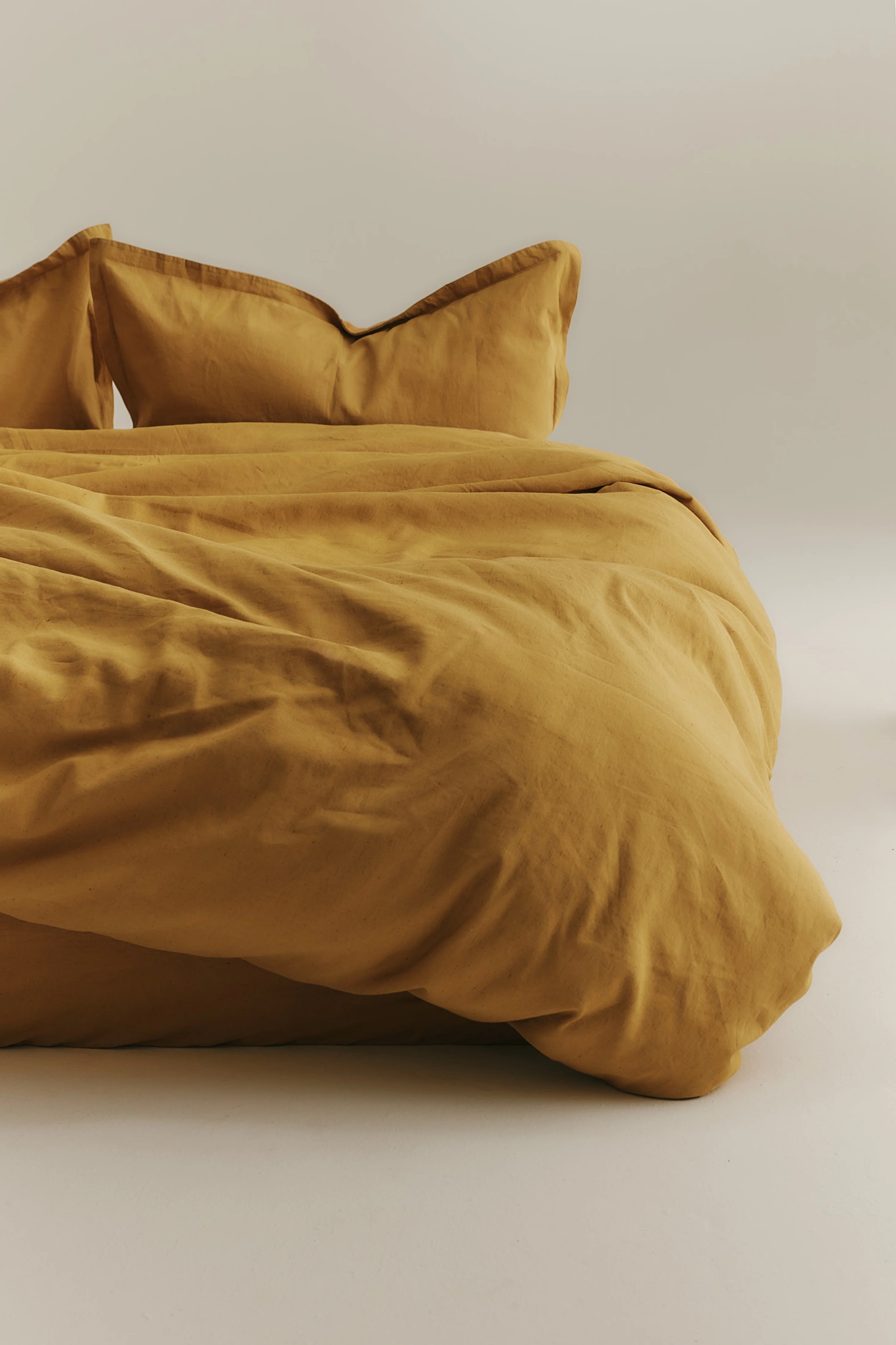 Linen Duvet Cover and Sham Set in Mustard Gold - Image 3