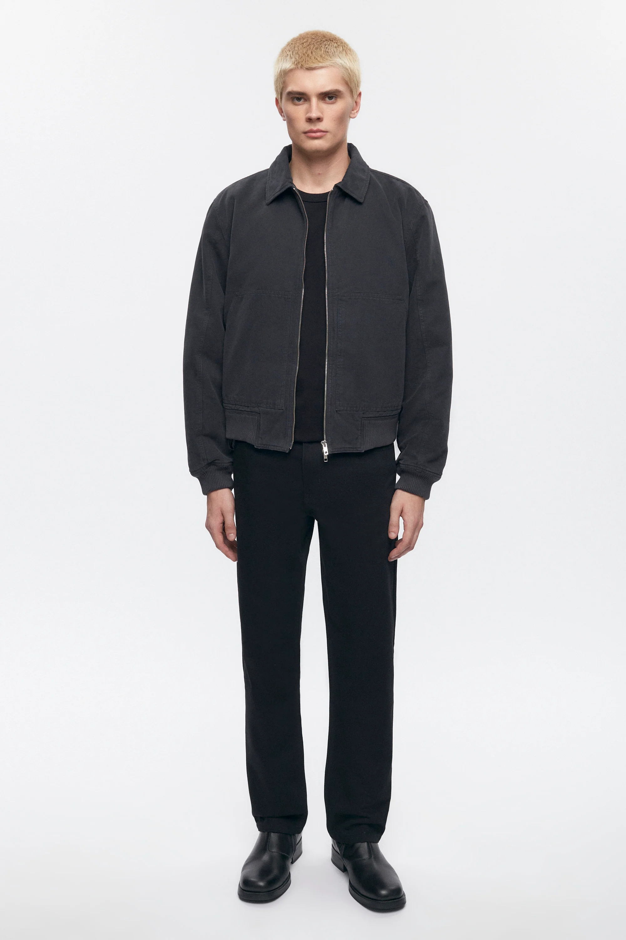 Men's A-2 Bomber Jacket in Washed Black - Image 3