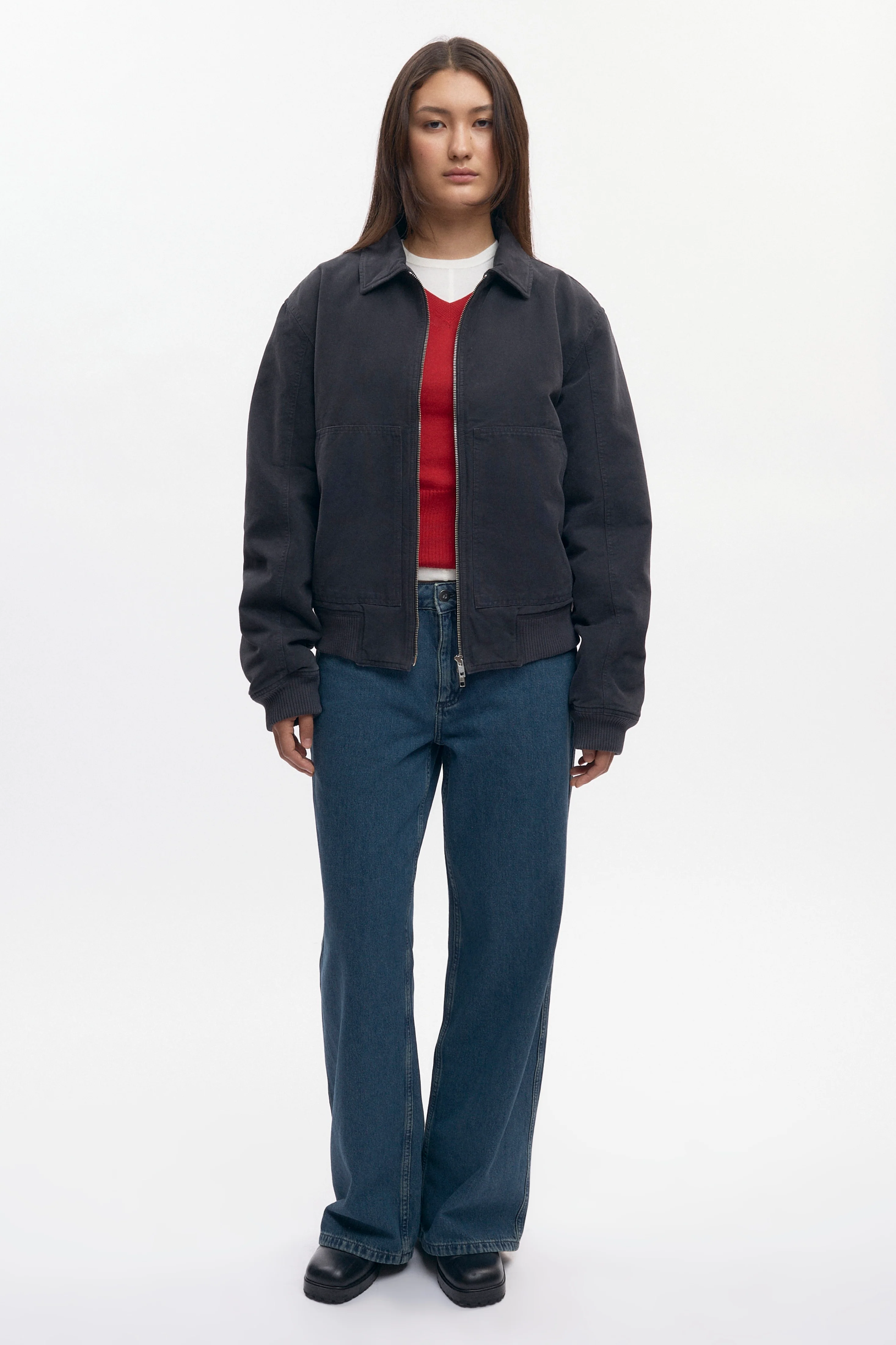 Men's A-2 Bomber Jacket in Washed Black - Image 4