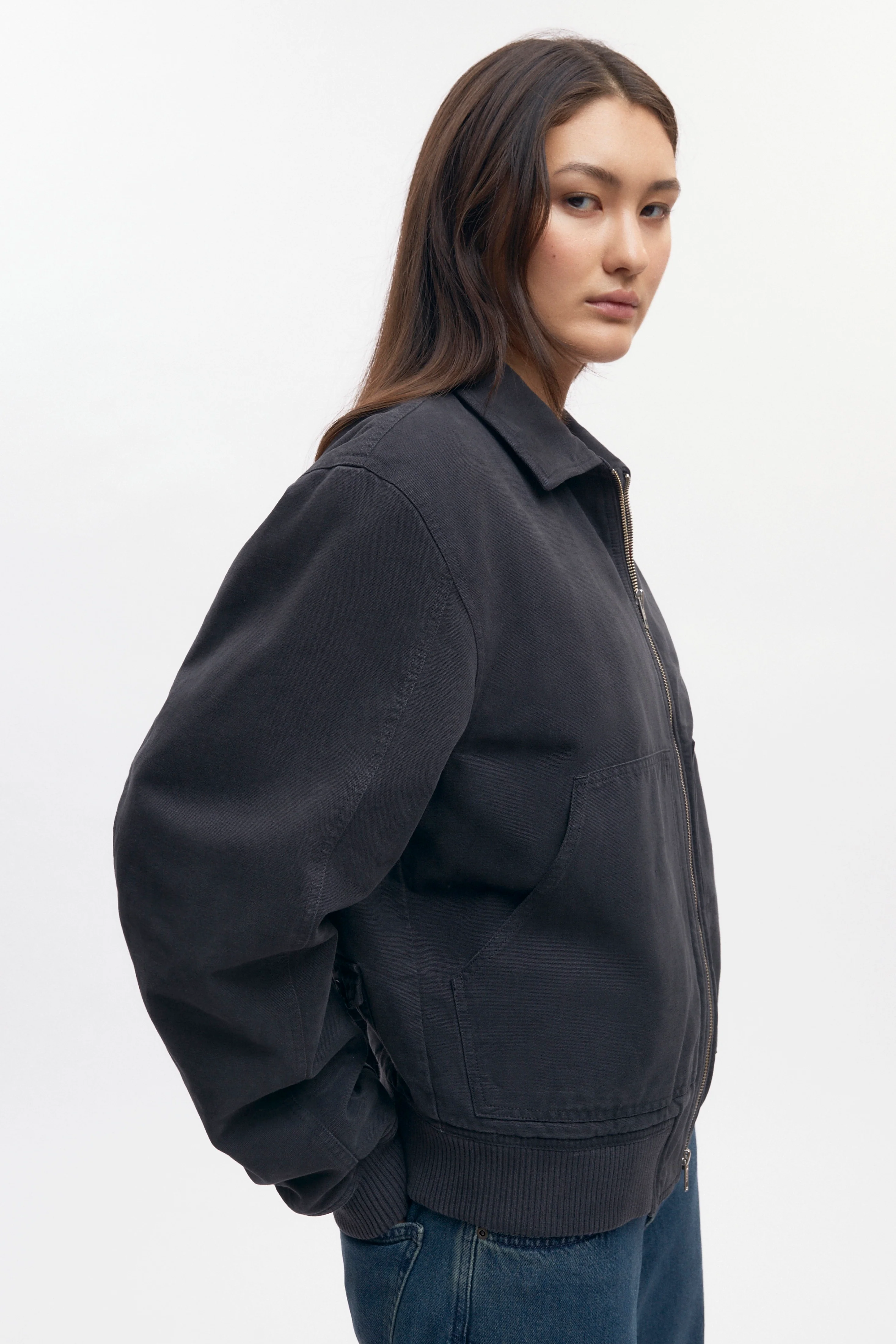 Men's A-2 Bomber Jacket in Washed Black - Image 6