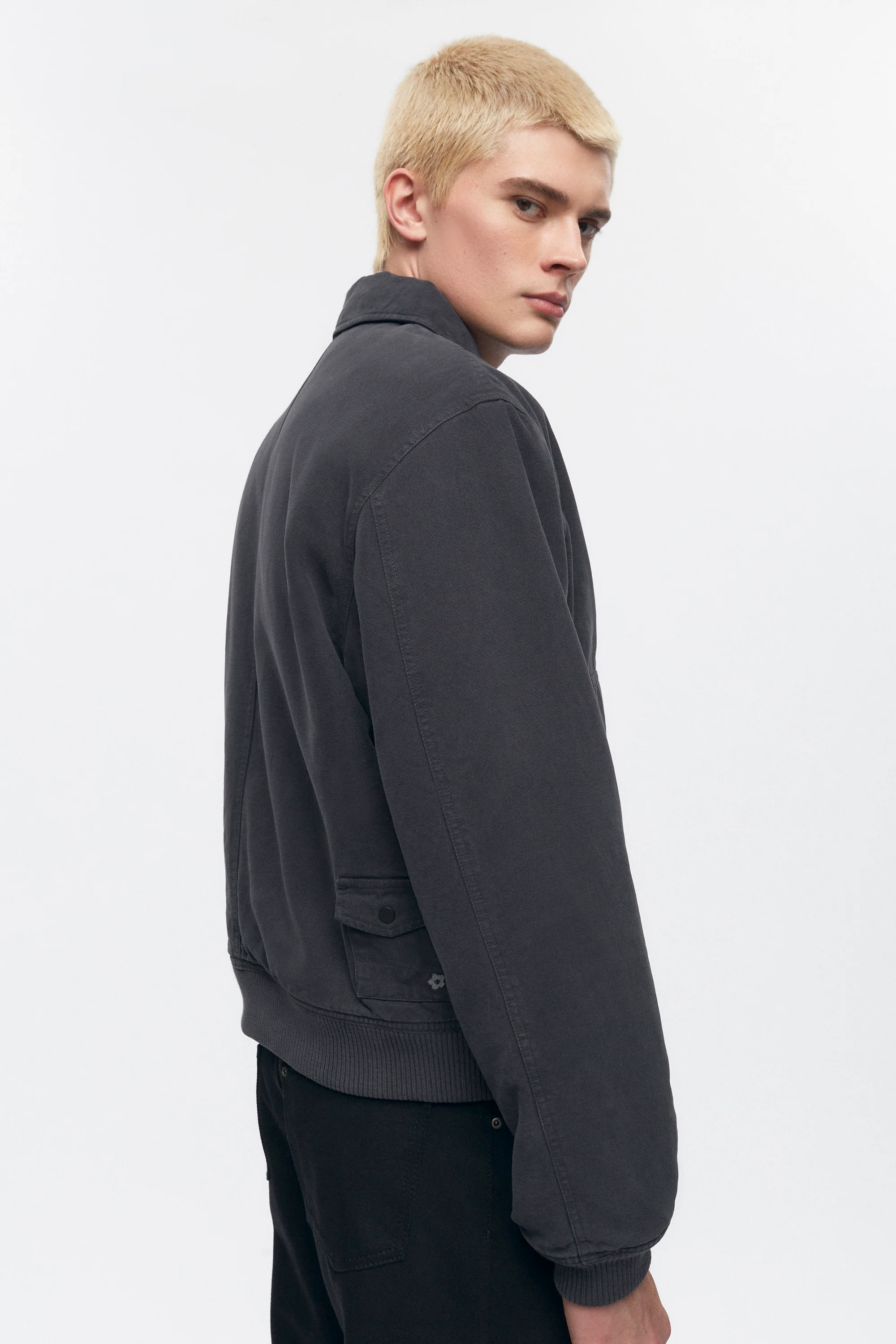 Men's A-2 Bomber Jacket in Washed Black - Image 7