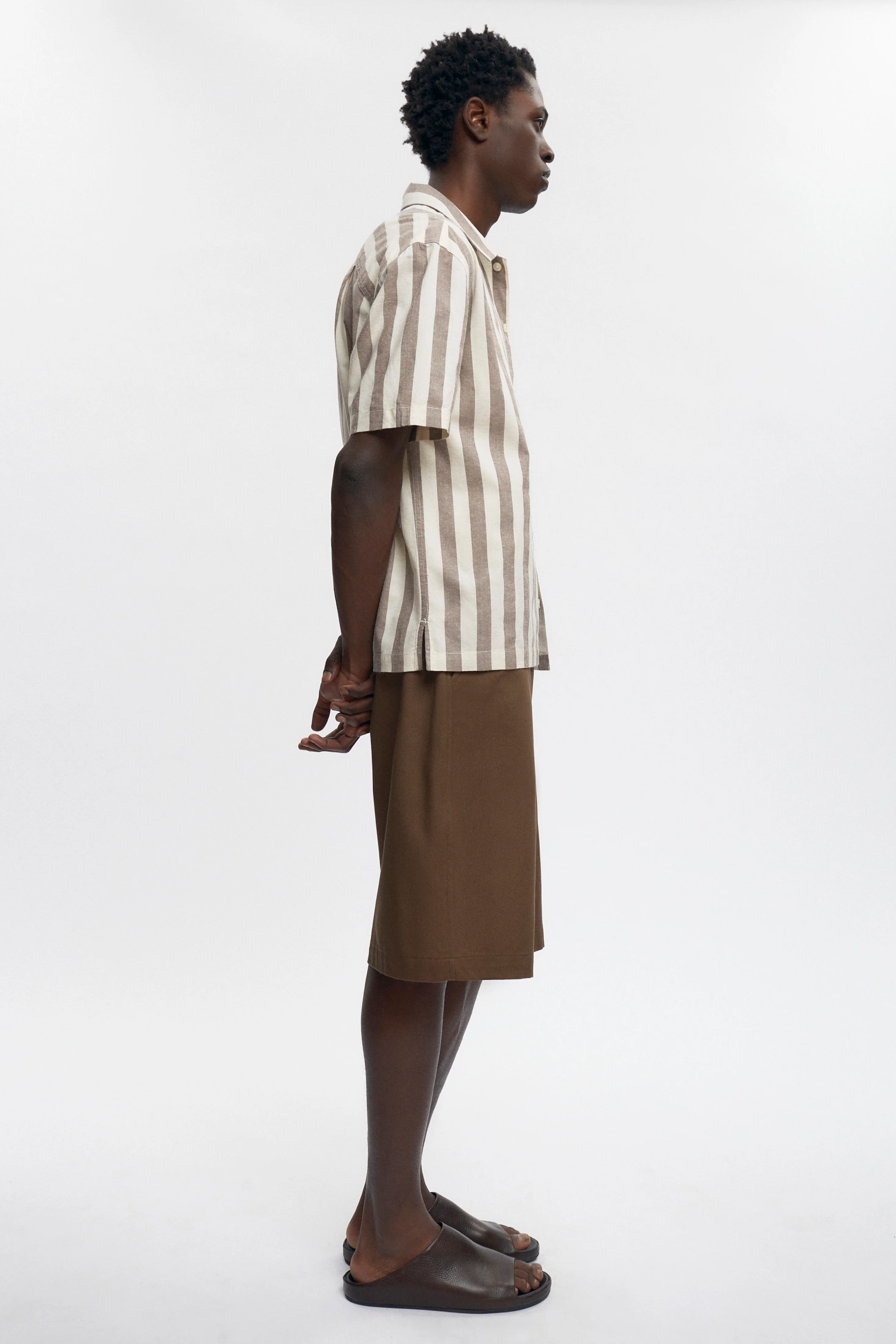 Abu-Simbel Short Sleeve Shirt in Coffee Bean Stripe - Image 4
