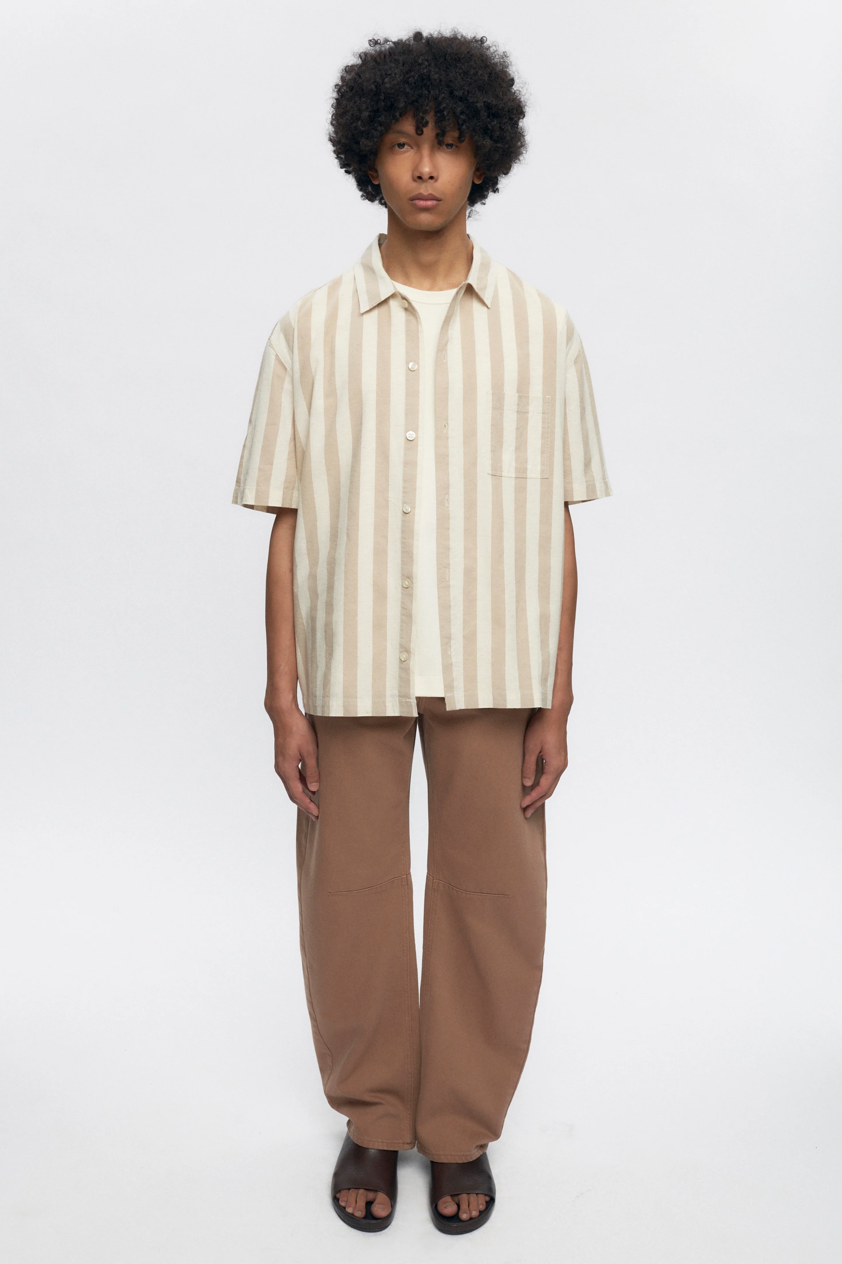 Abu-Simbel Short Sleeve Shirt in Natural Stripe - Image 4