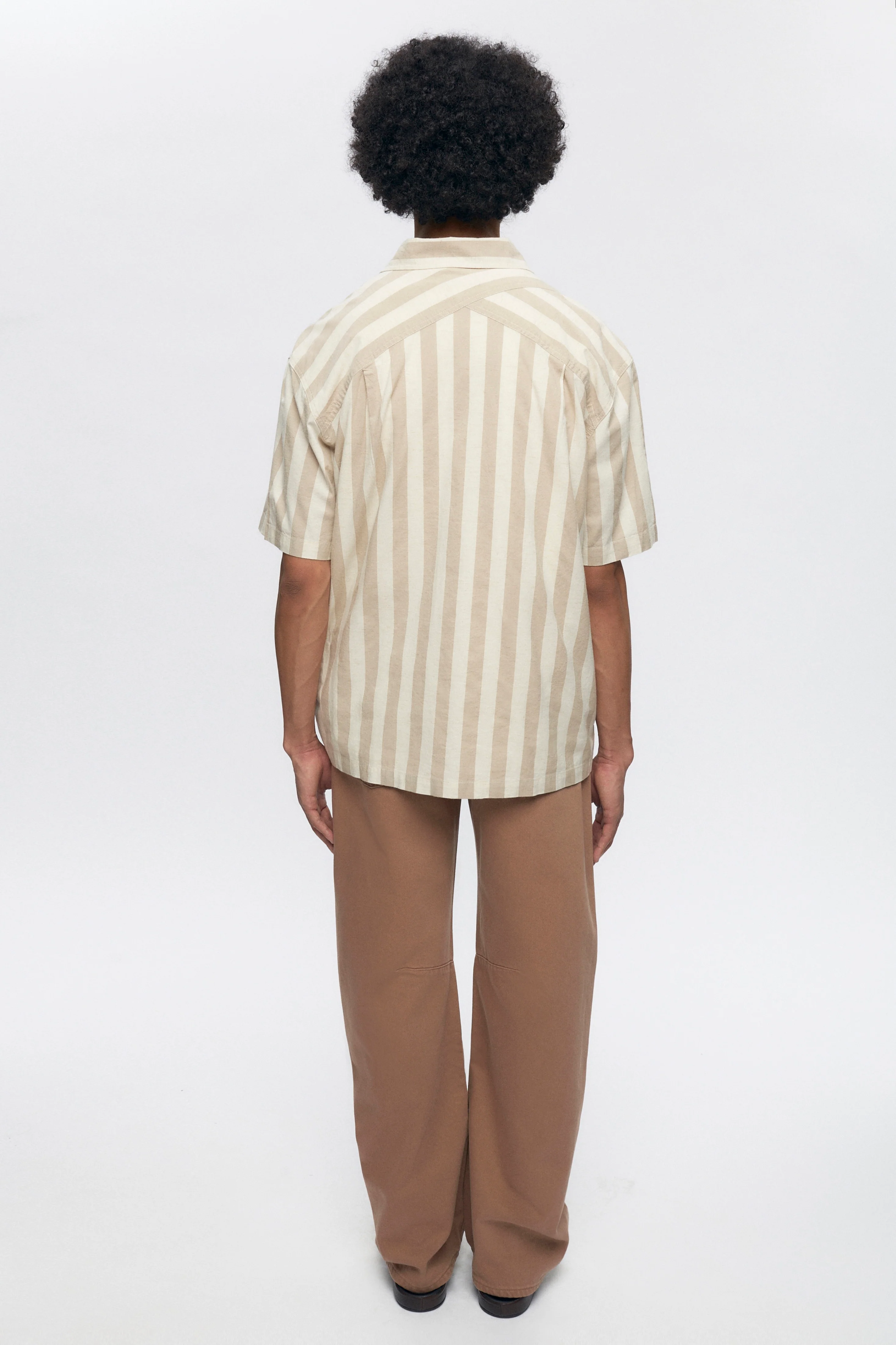 Abu-Simbel Short Sleeve Shirt in Natural Stripe - Image 5