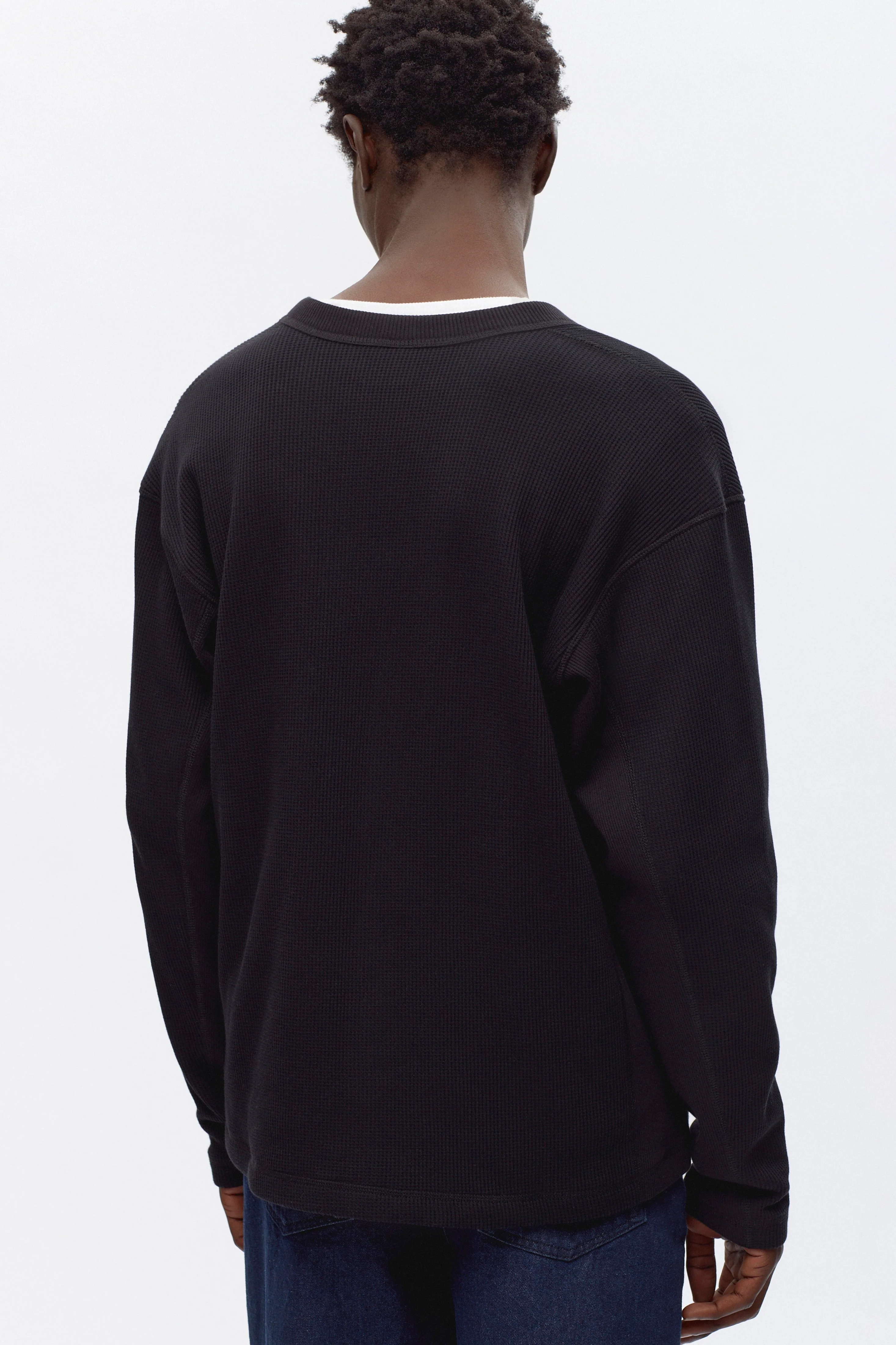 Atlas Waffle Cardigan in Black - Image 3