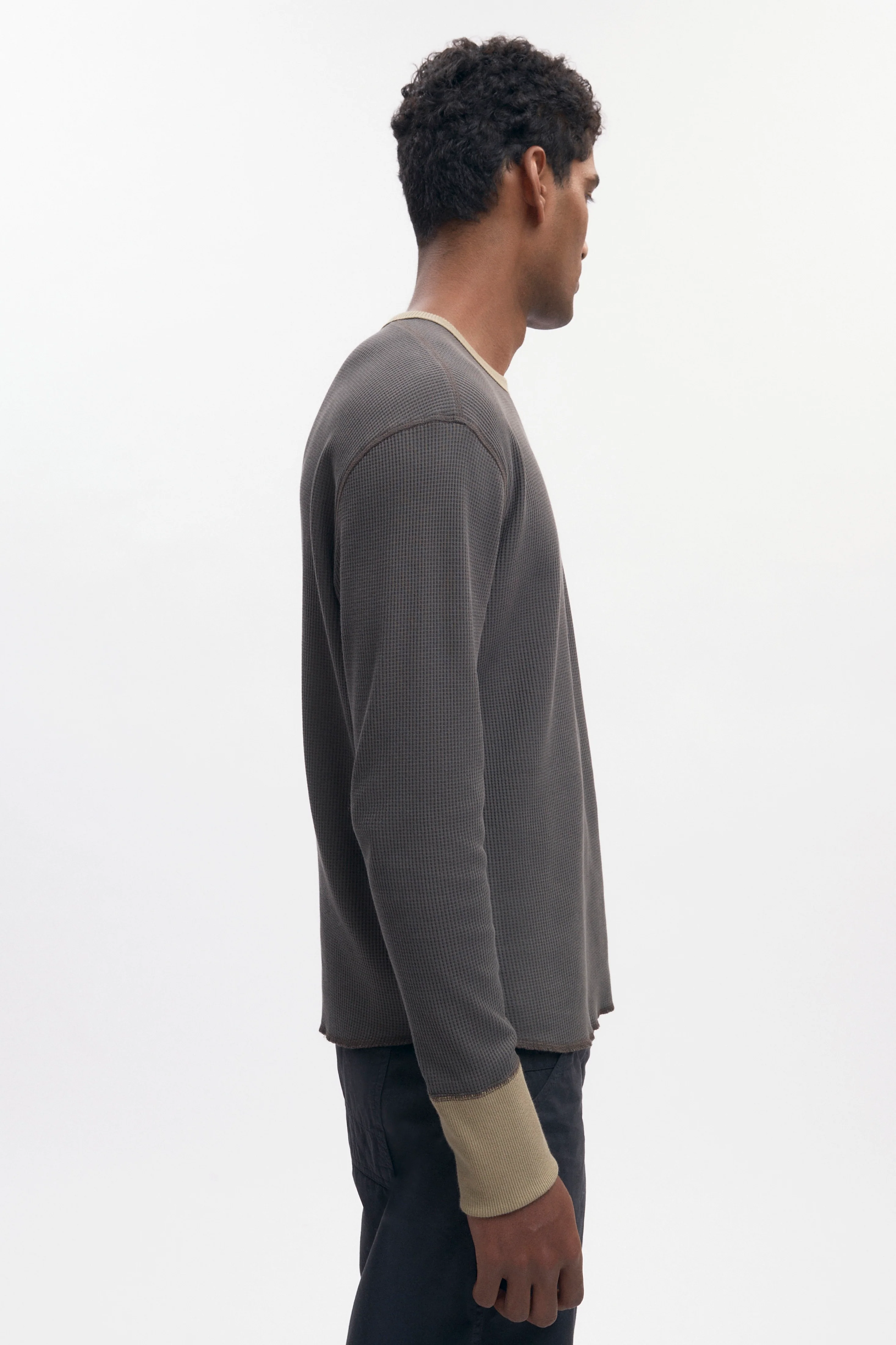 Men's Atlas Waffle Longsleeve in Beluga/Desert - Image 3