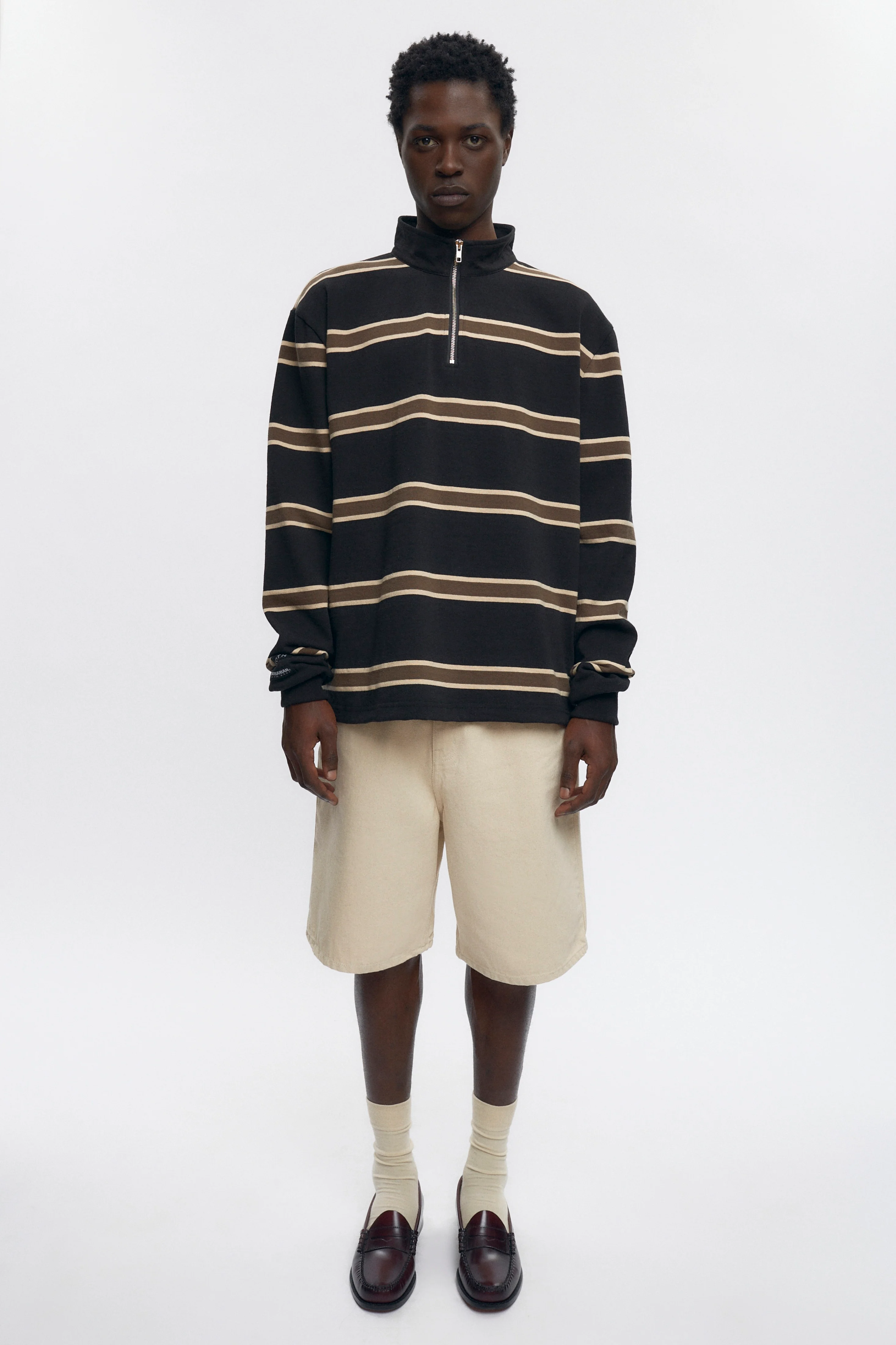 Barbarian Zip Rugby in Black/Beige/Moss - Image 4