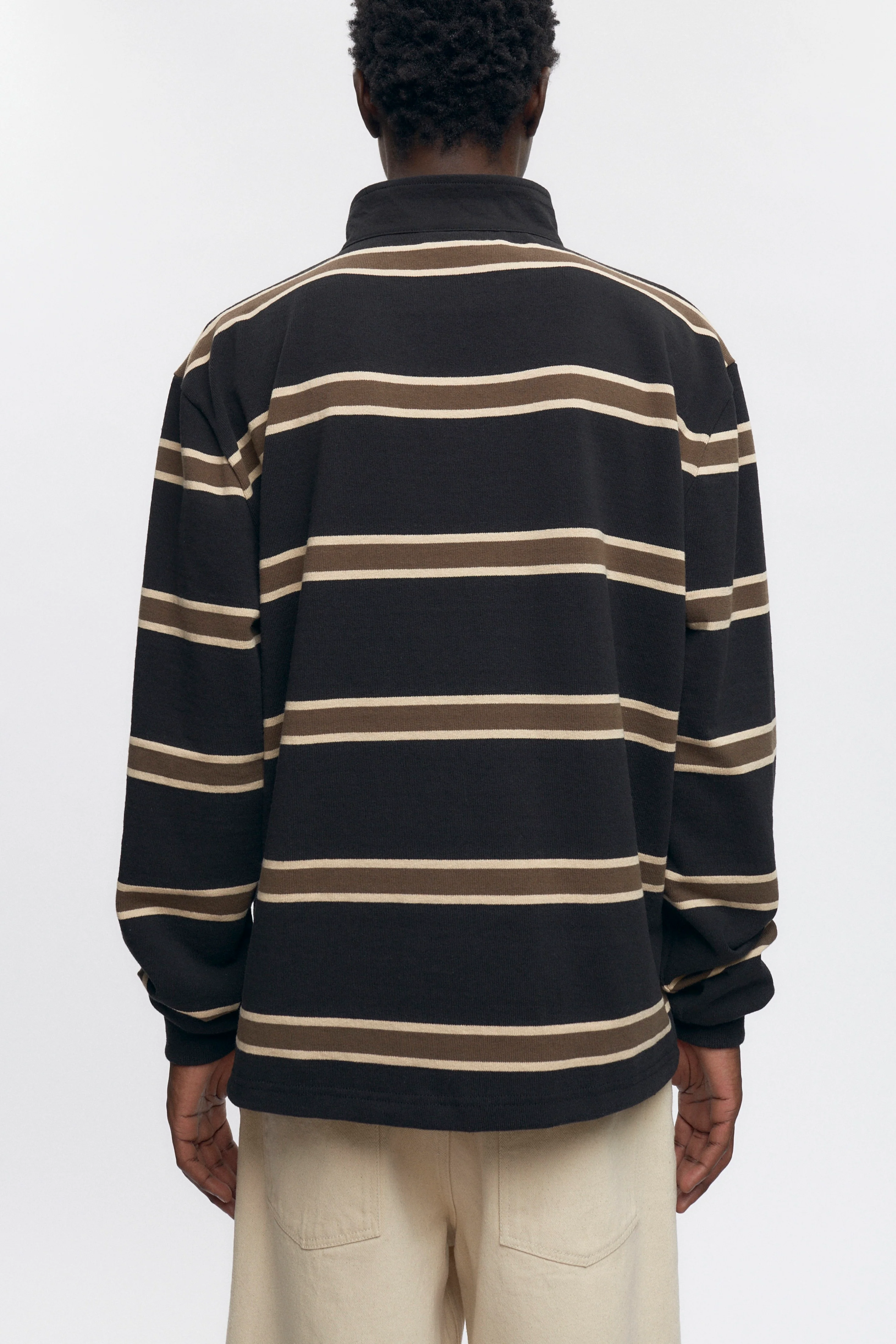 Barbarian Zip Rugby in Black/Beige/Moss - Image 6