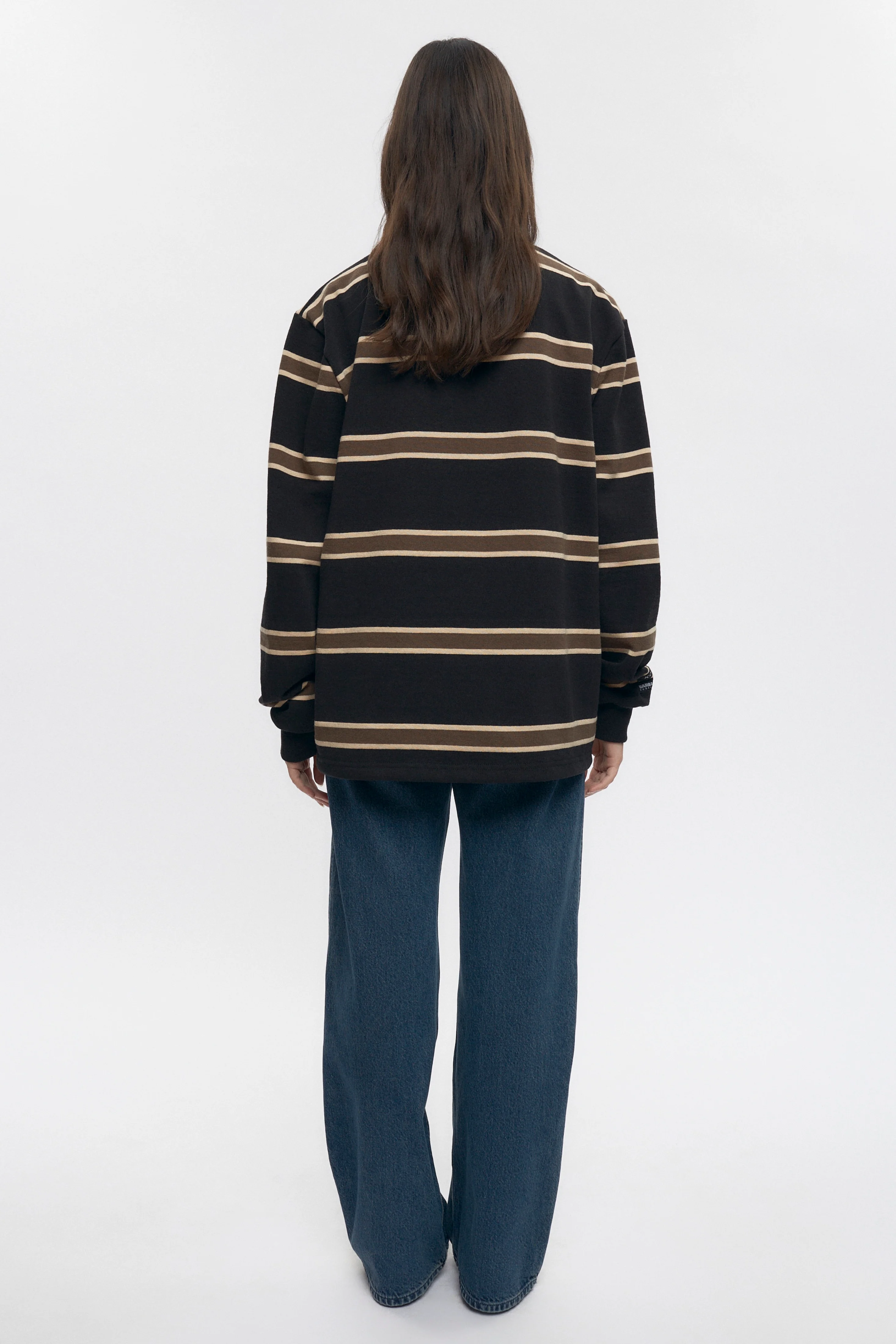 Barbarian Zip Rugby in Black/Beige/Moss - Image 7