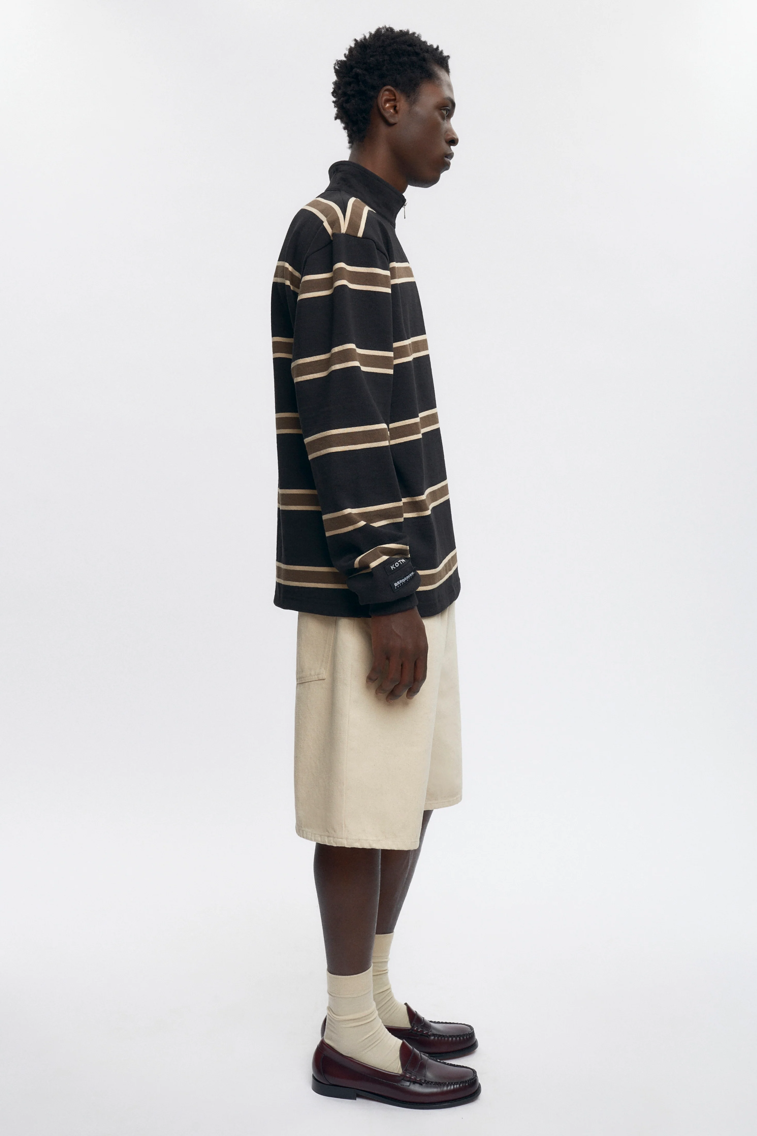 Barbarian Zip Rugby in Black/Beige/Moss - Image 8