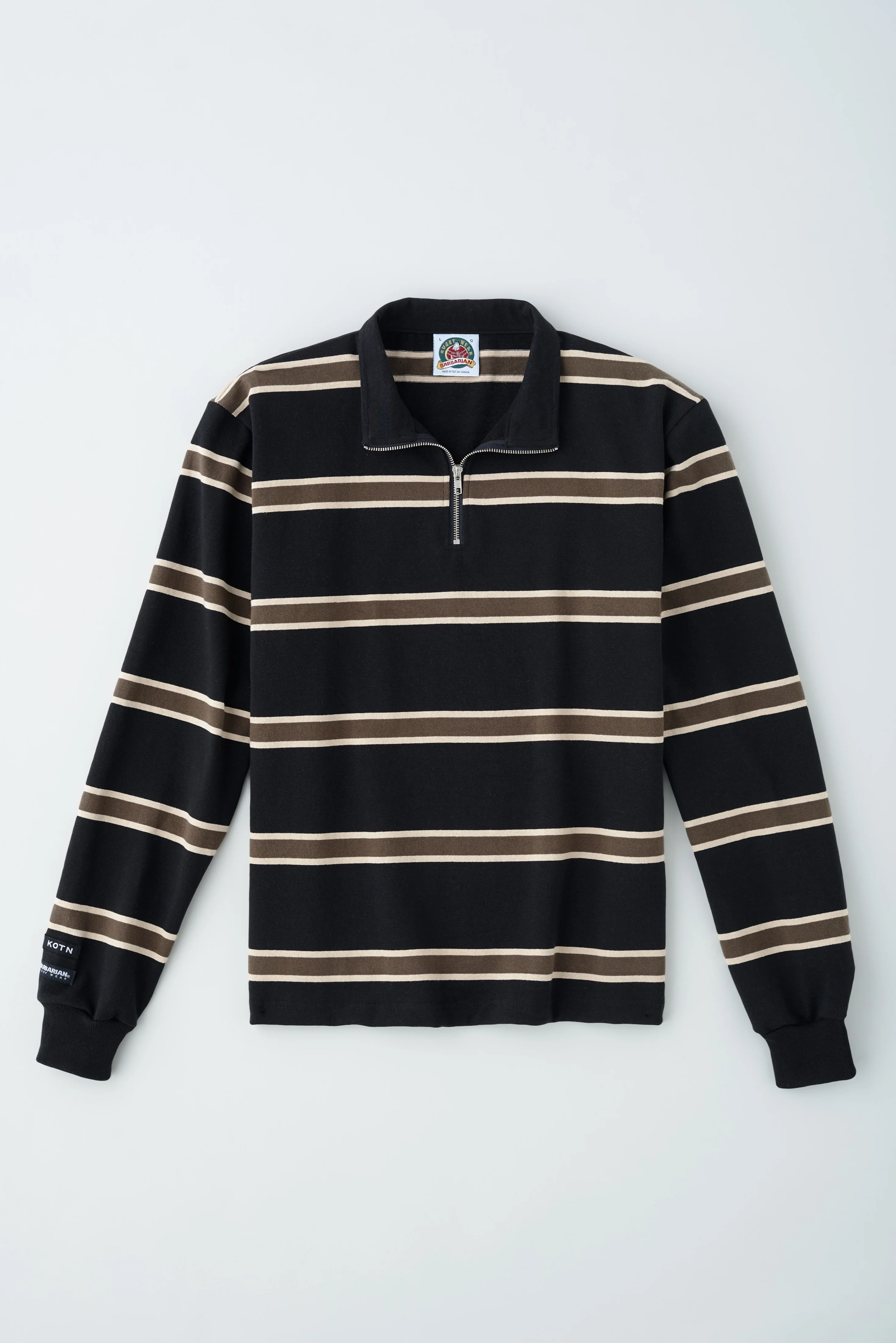 Barbarian Zip Rugby in Black/Beige/Moss - Image 9