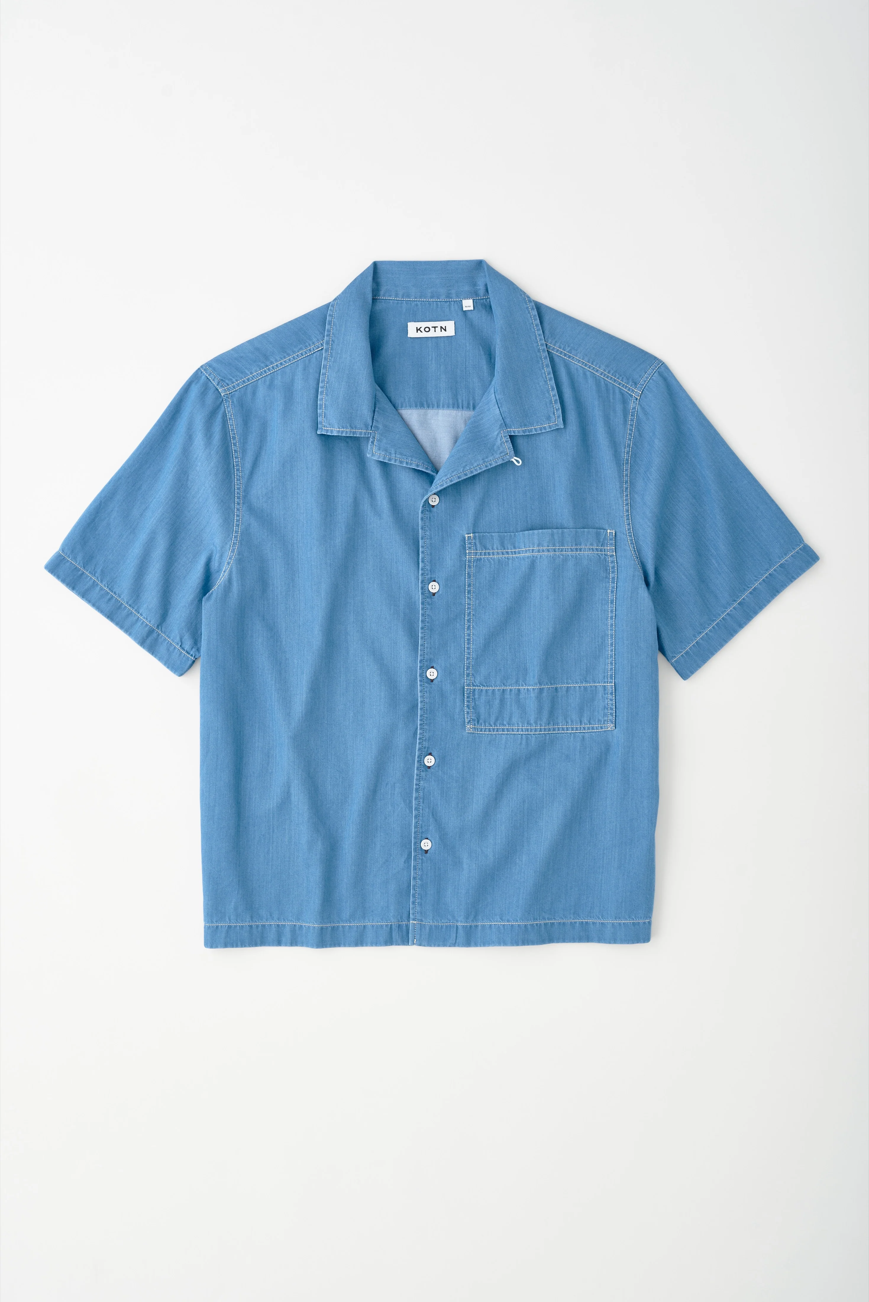Men's Chambray Camp Shirt in Light Wash - Image 6