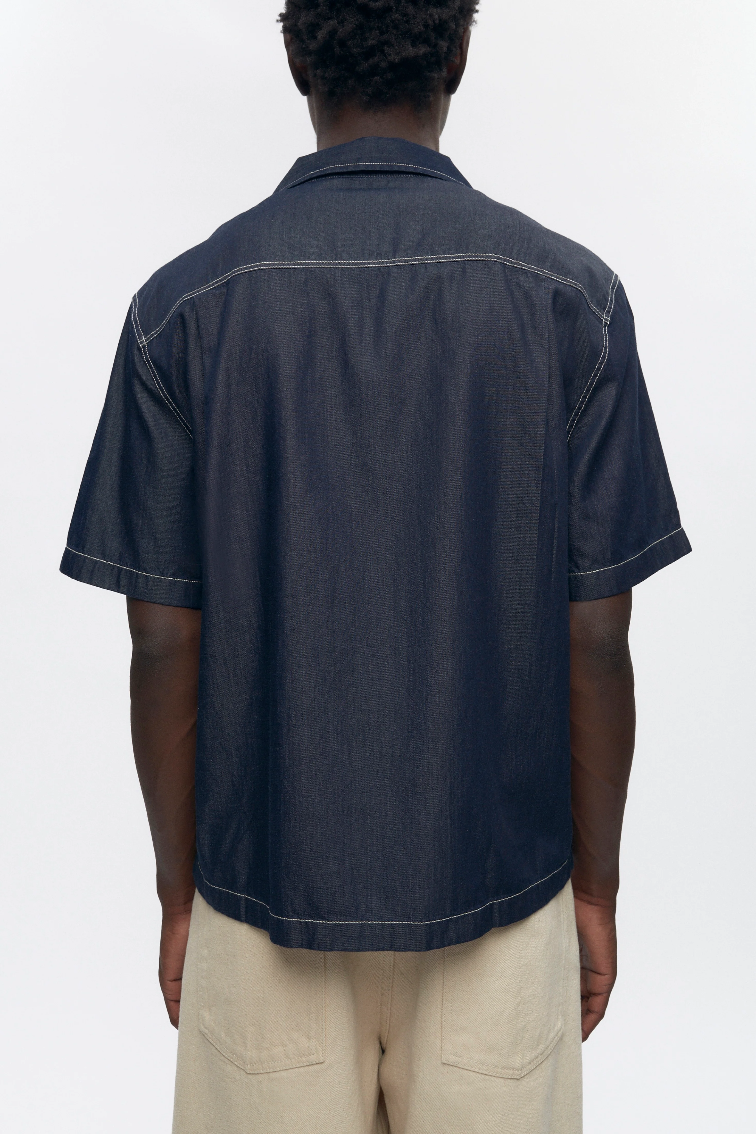 Men's Chambray Camp Shirt in Rinse - Image 4