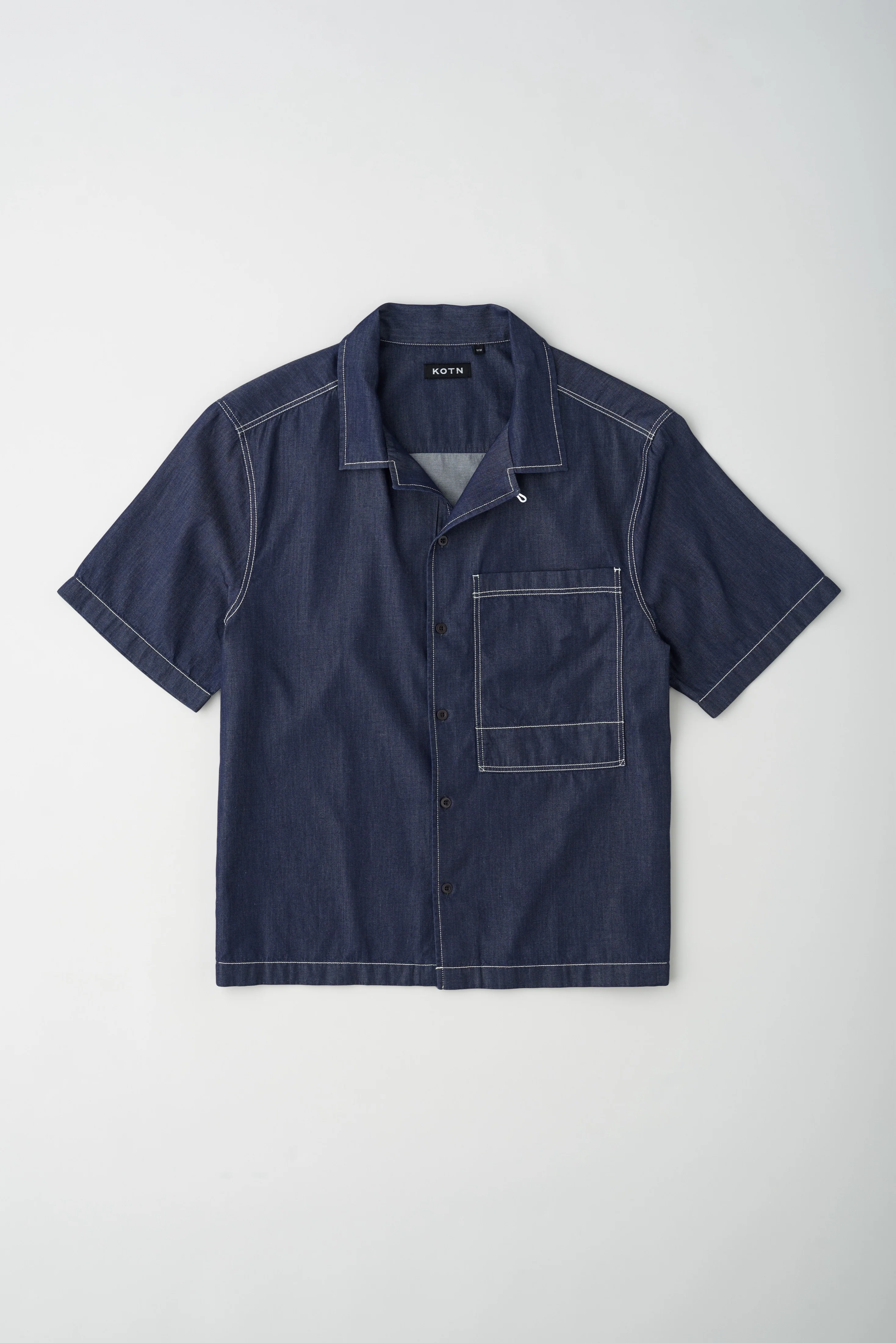 Men's Chambray Camp Shirt in Rinse - Image 6