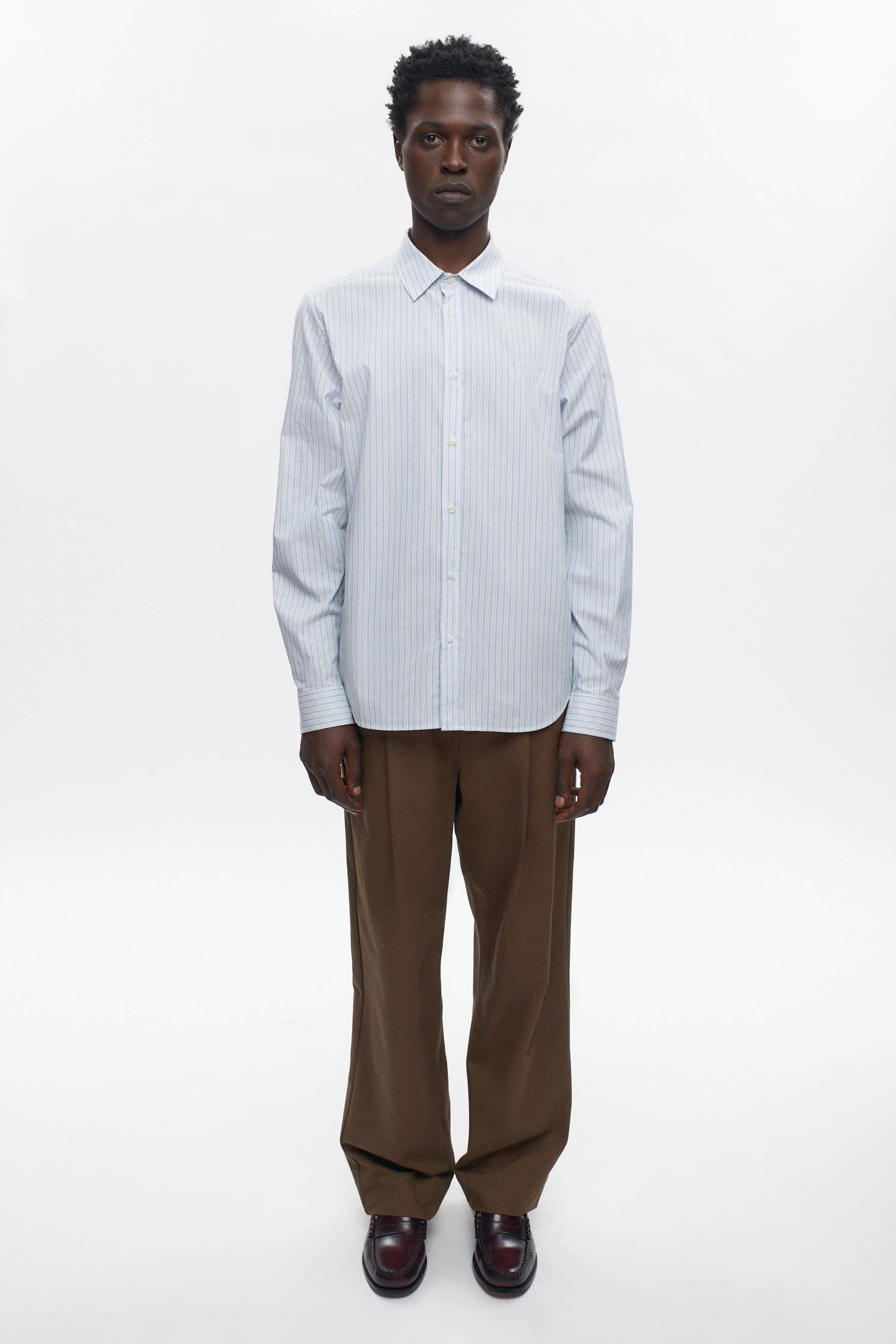 Men's Classic Stripe Shirt in Light Blue Stripe - Image 4