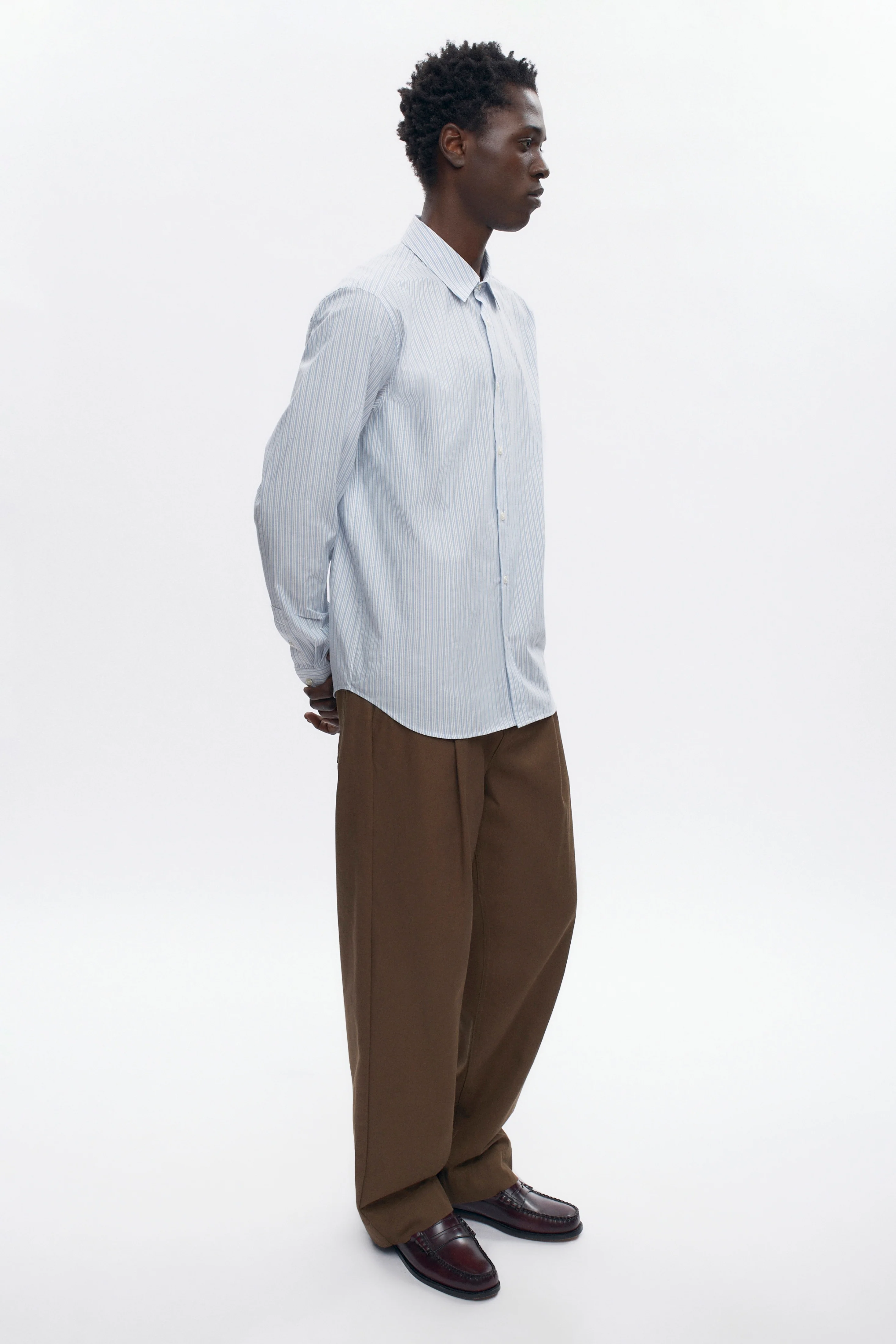 Men's Classic Stripe Shirt in Light Blue Stripe - Image 5
