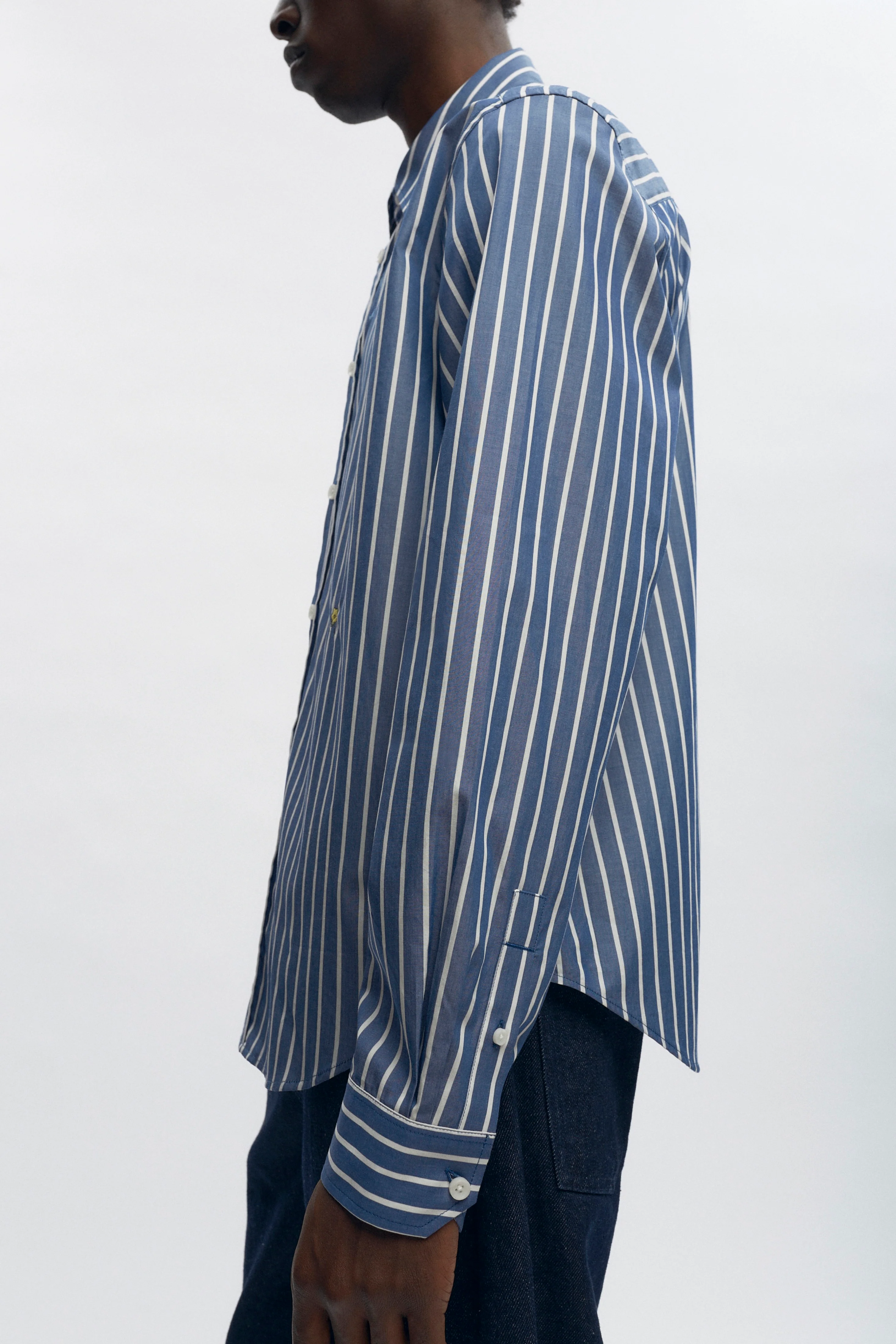 Classic Stripe Shirt in Navy Stripe - Image 3