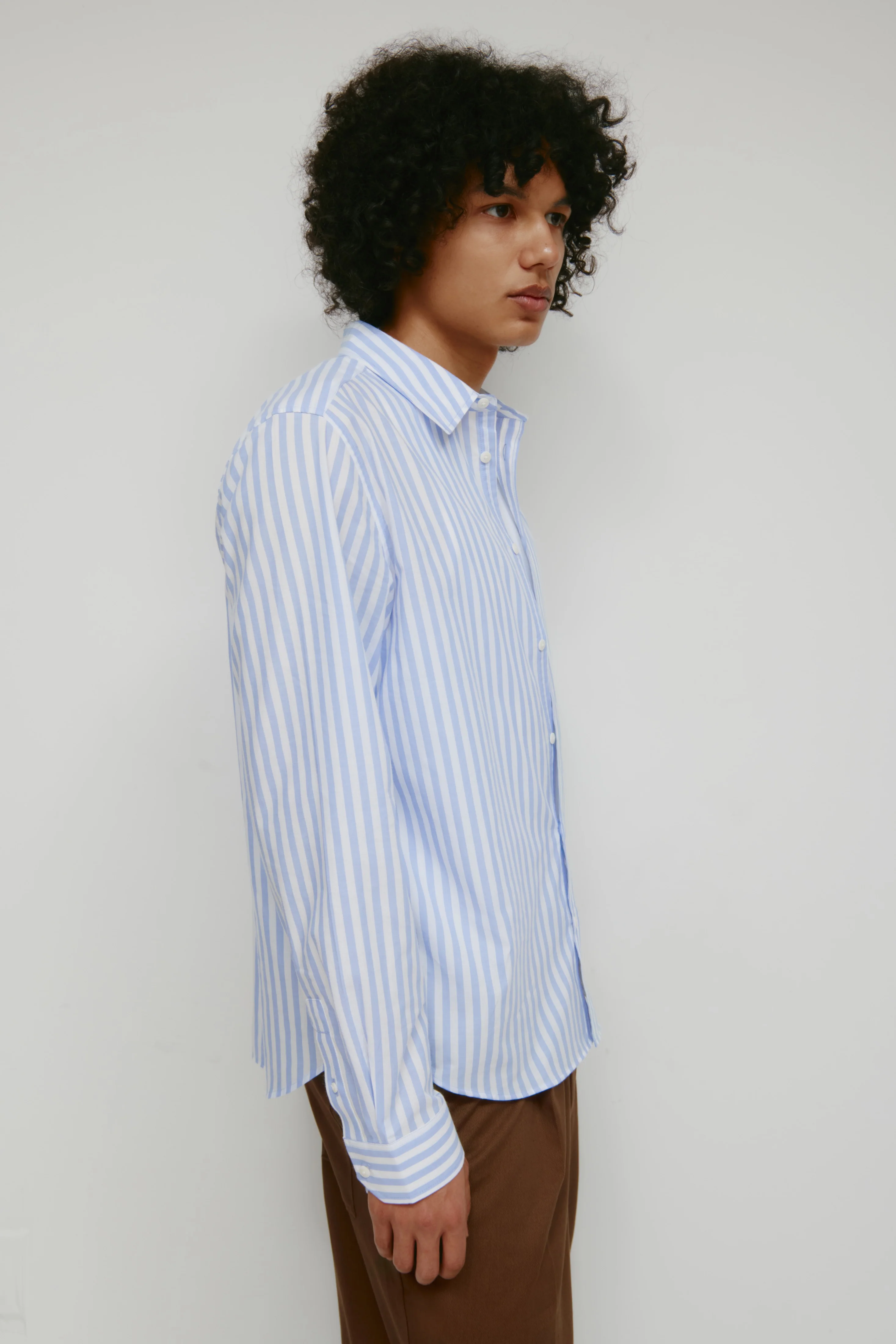 Men's Classic Stripe Shirt in Oxford Blue/White Stripe - Image 4