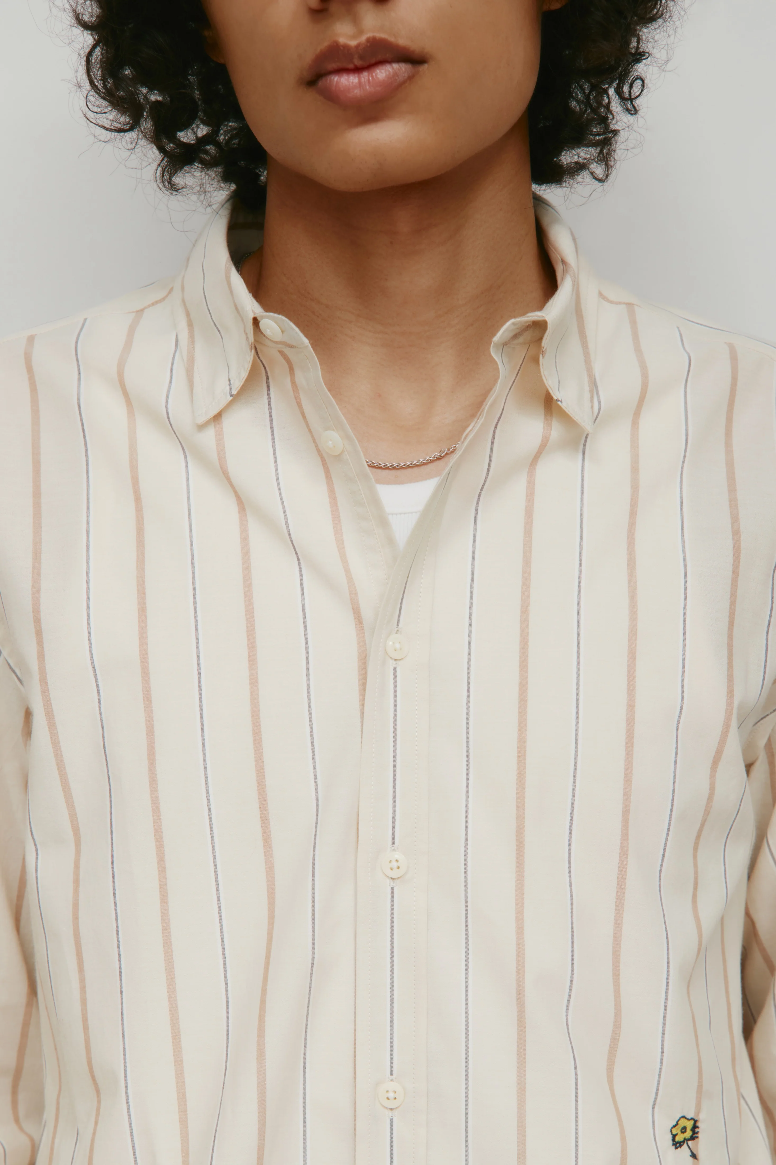 Men's Classic Stripe Shirt in Stone/Otter/Walnut Stripe - Image 5