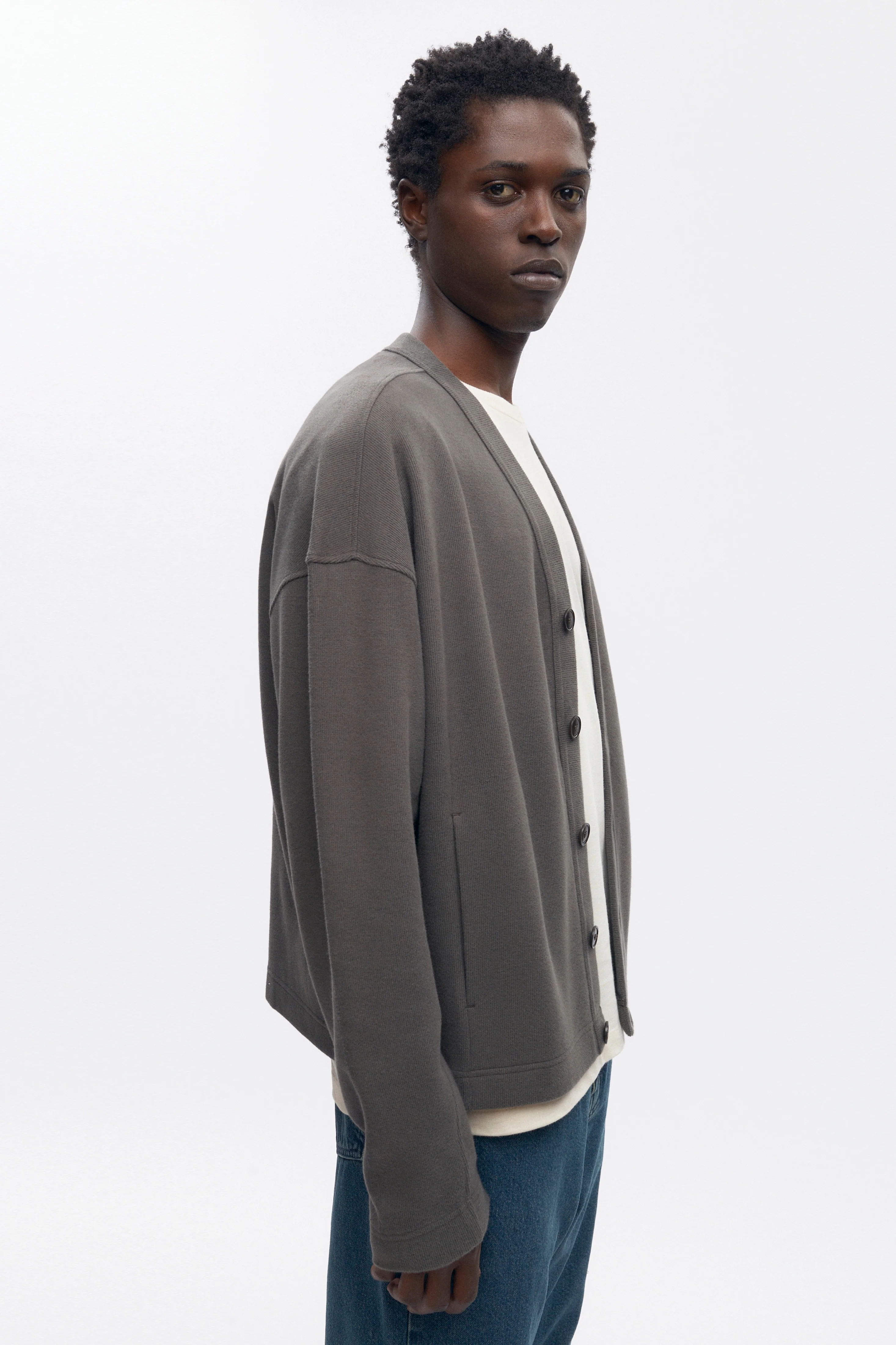 Men's Cozy Cardigan in Beluga - Image 3