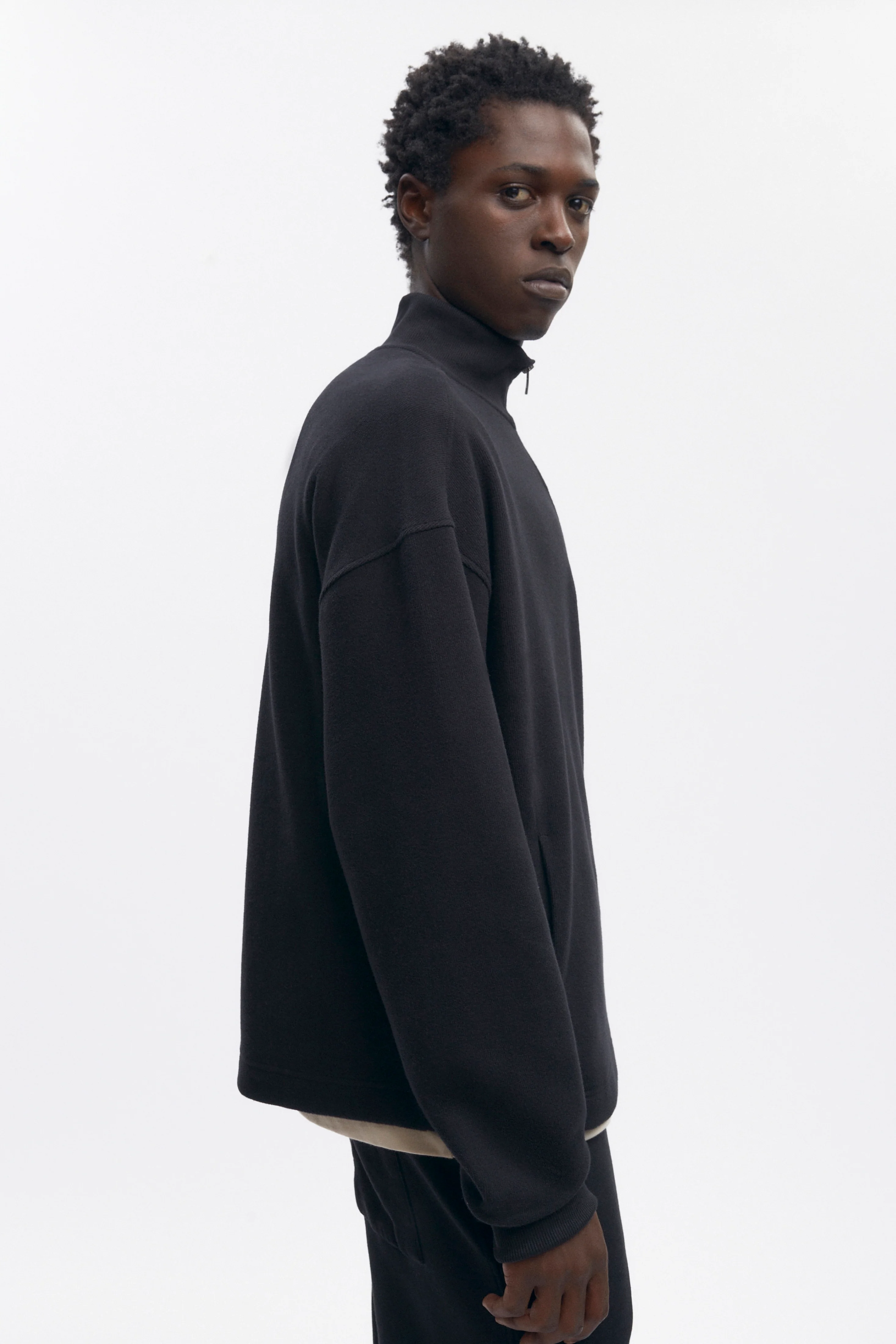 Men's Cozy Quarter Zip in Black - Image 4