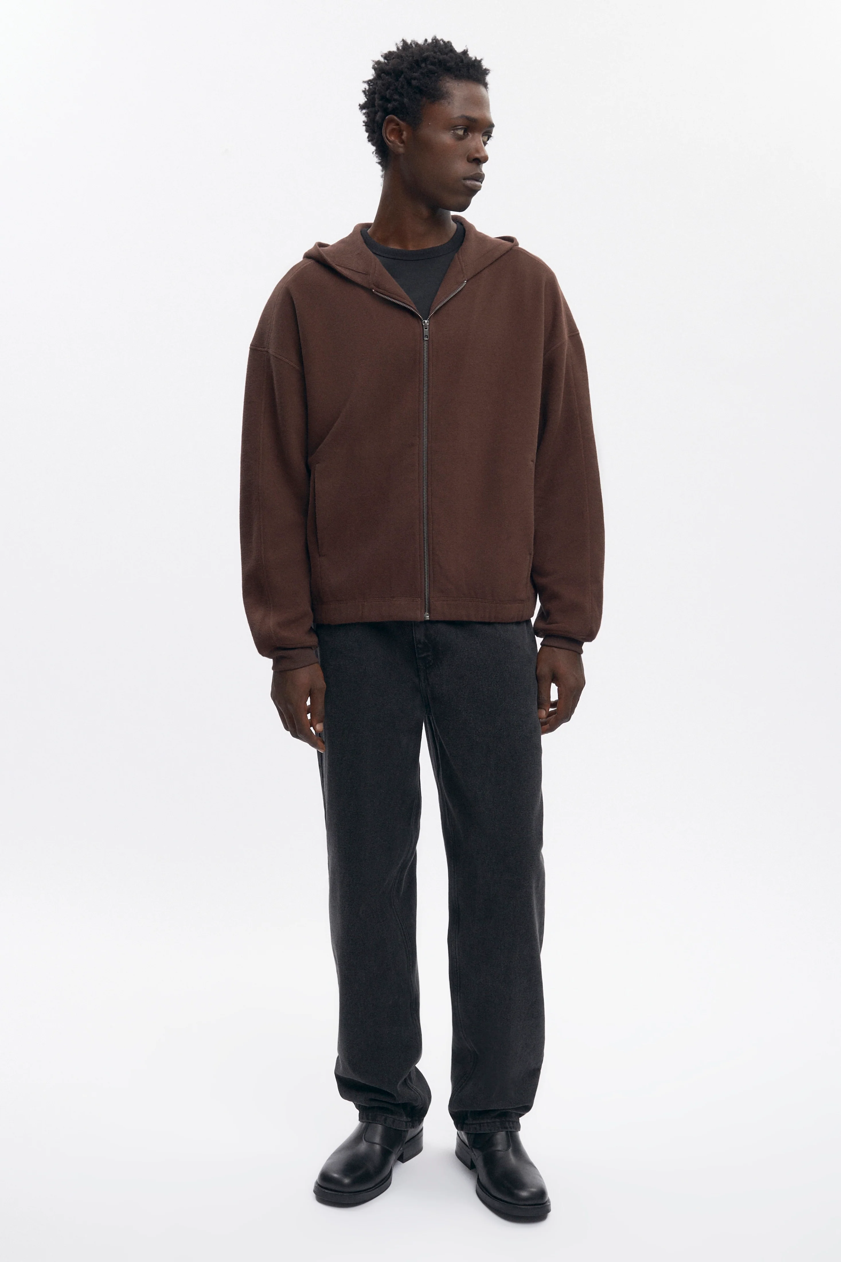 Men's Cozy Zip Hoodie in Coffee Bean - Image 3