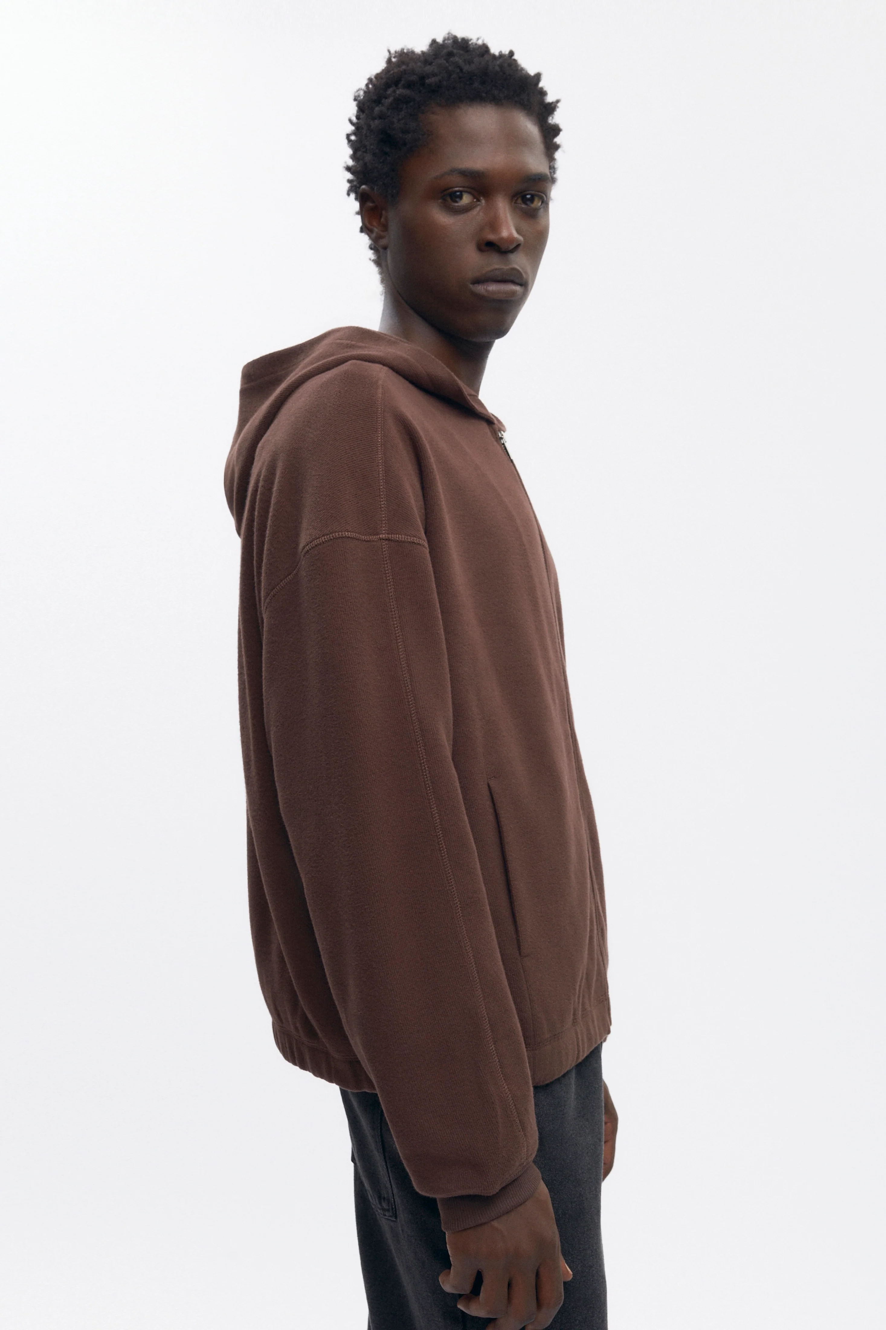 Men's Cozy Zip Hoodie in Coffee Bean - Image 4