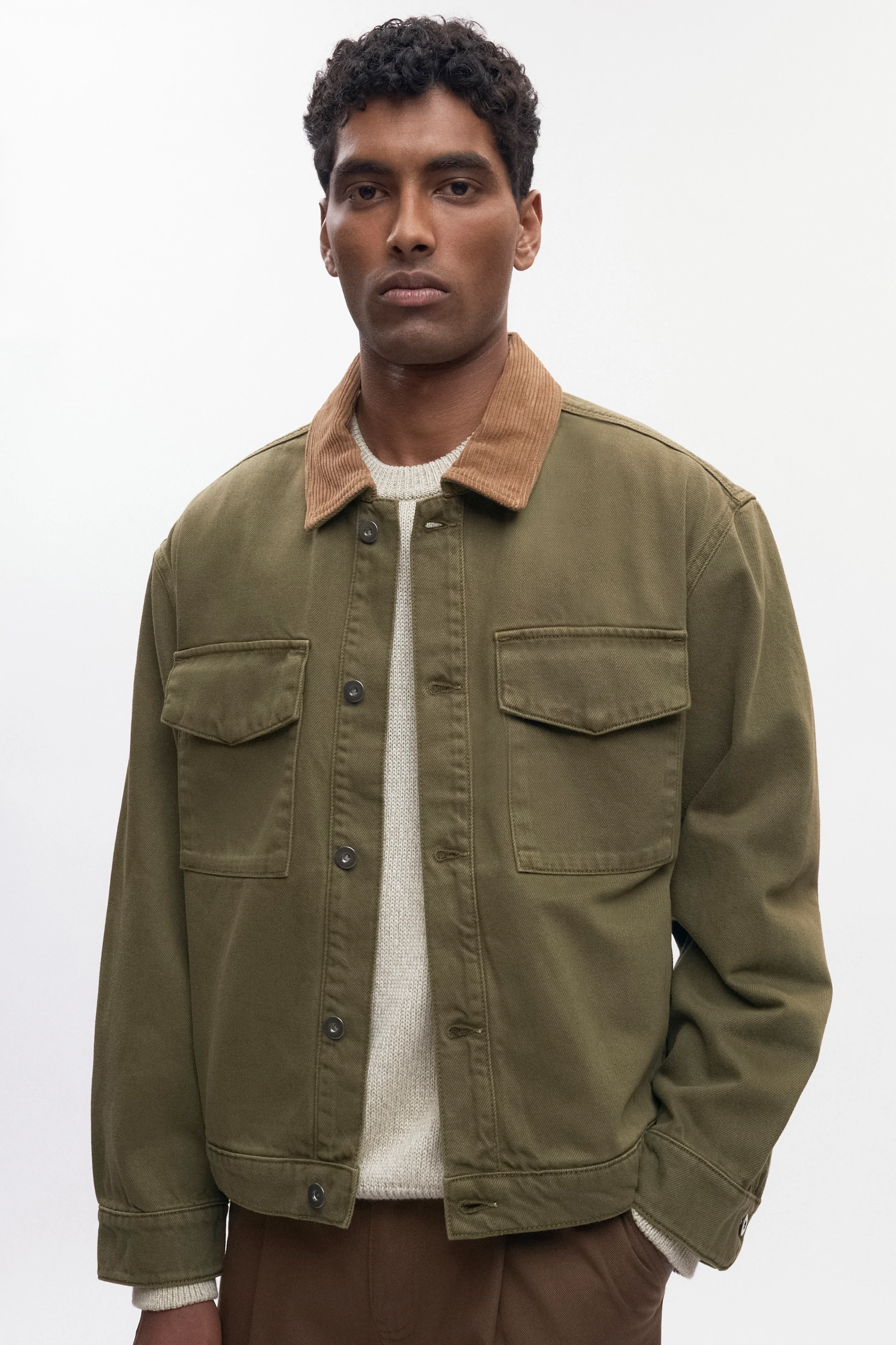 Men's Denim Overshirt in Olive