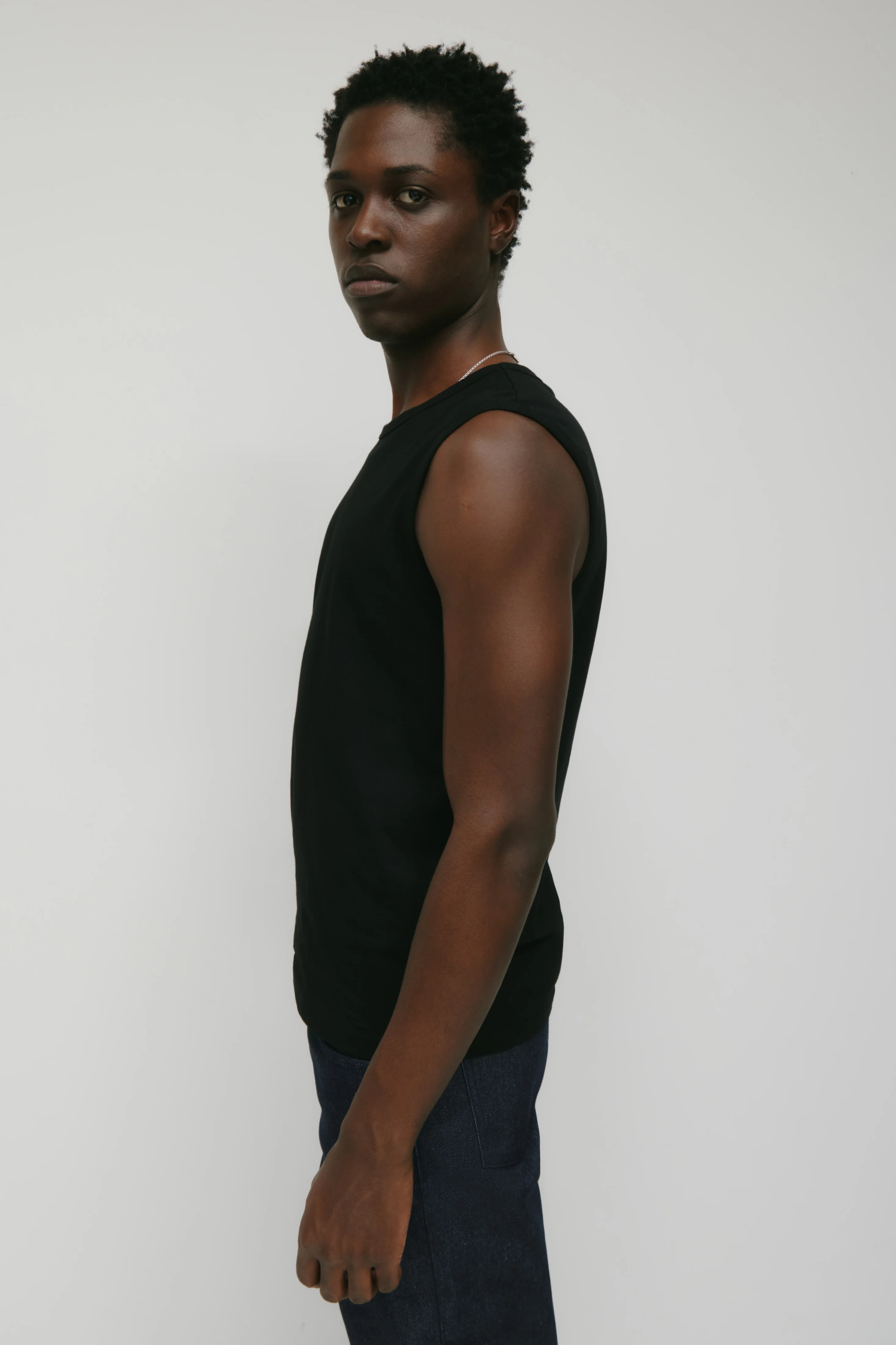 Men's Fitted Tank in Black - Image 3