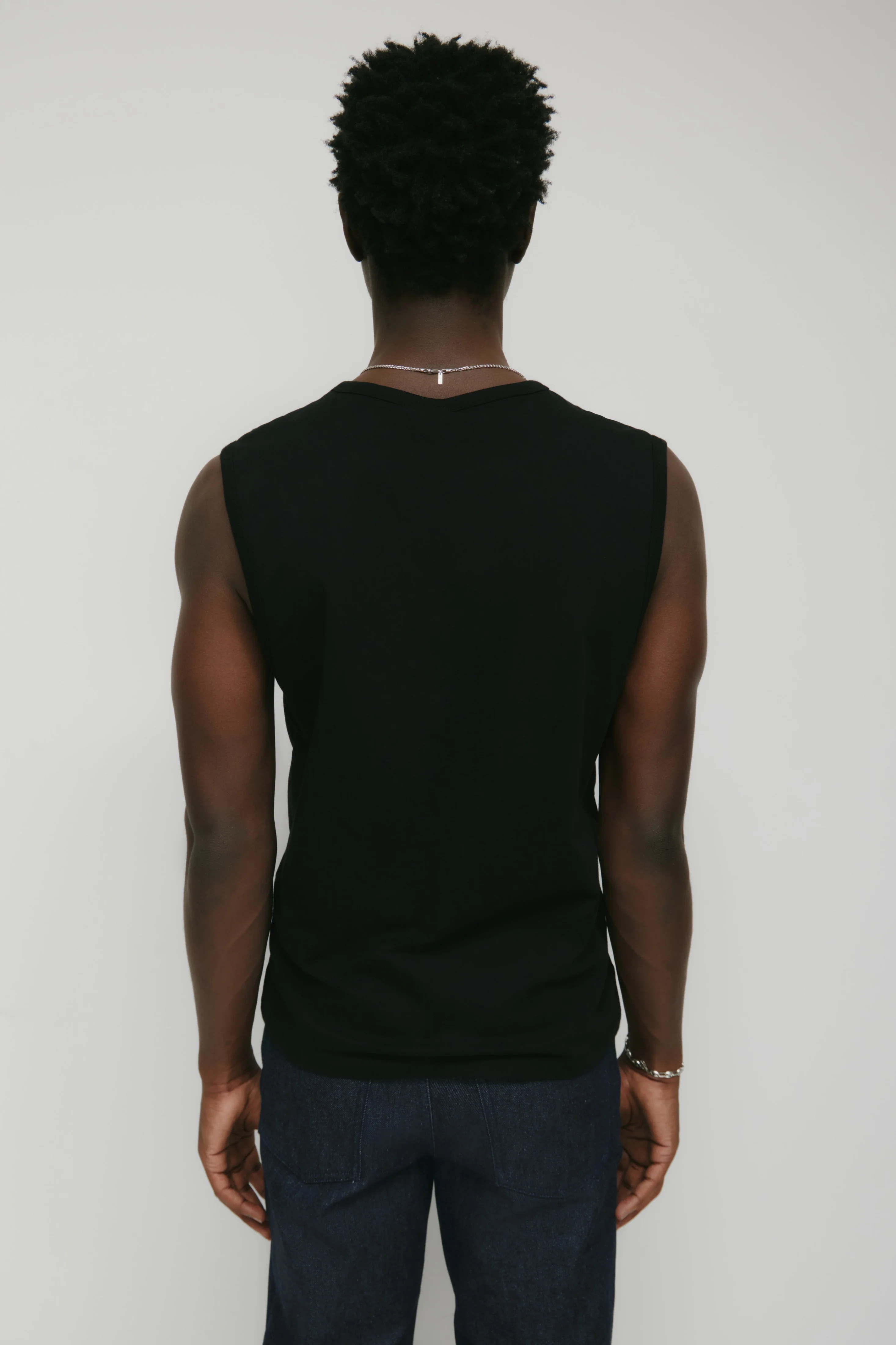 Men's Fitted Tank in Black - Image 4