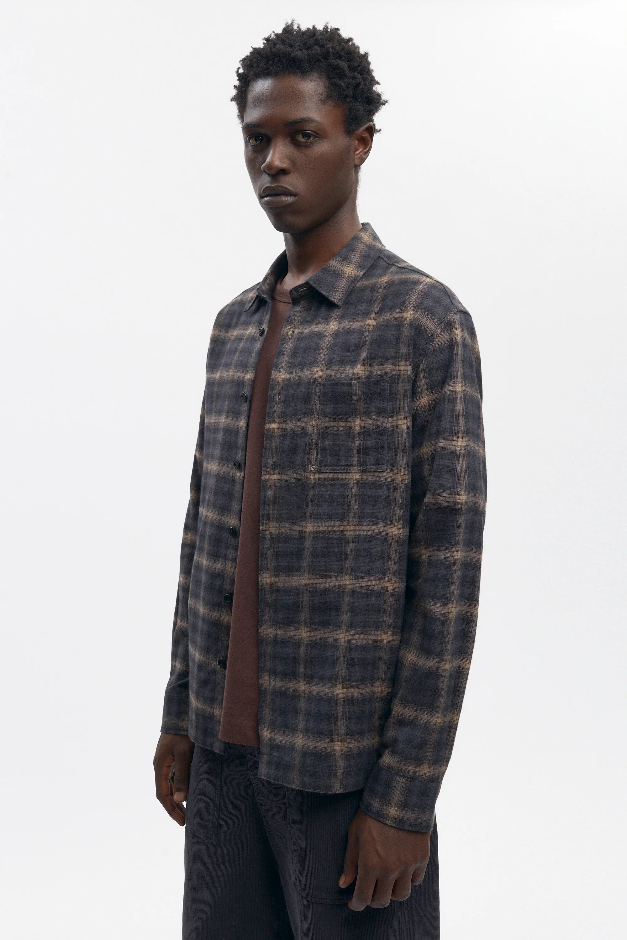 Men's Flannel Shirt in Brown Plaid - Image 3