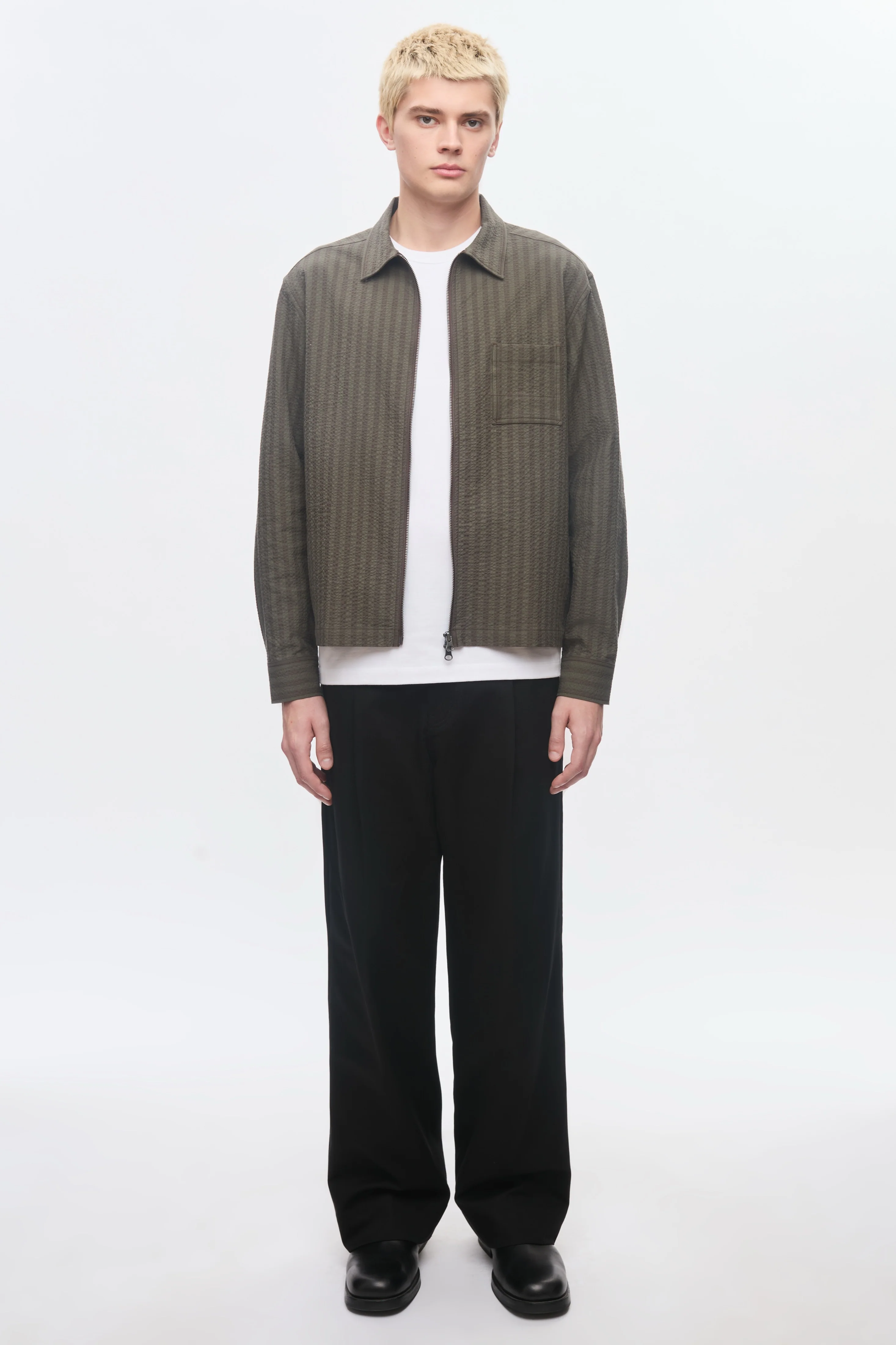 Men's Full Zip Shirt in Brown/Olive - Image 2