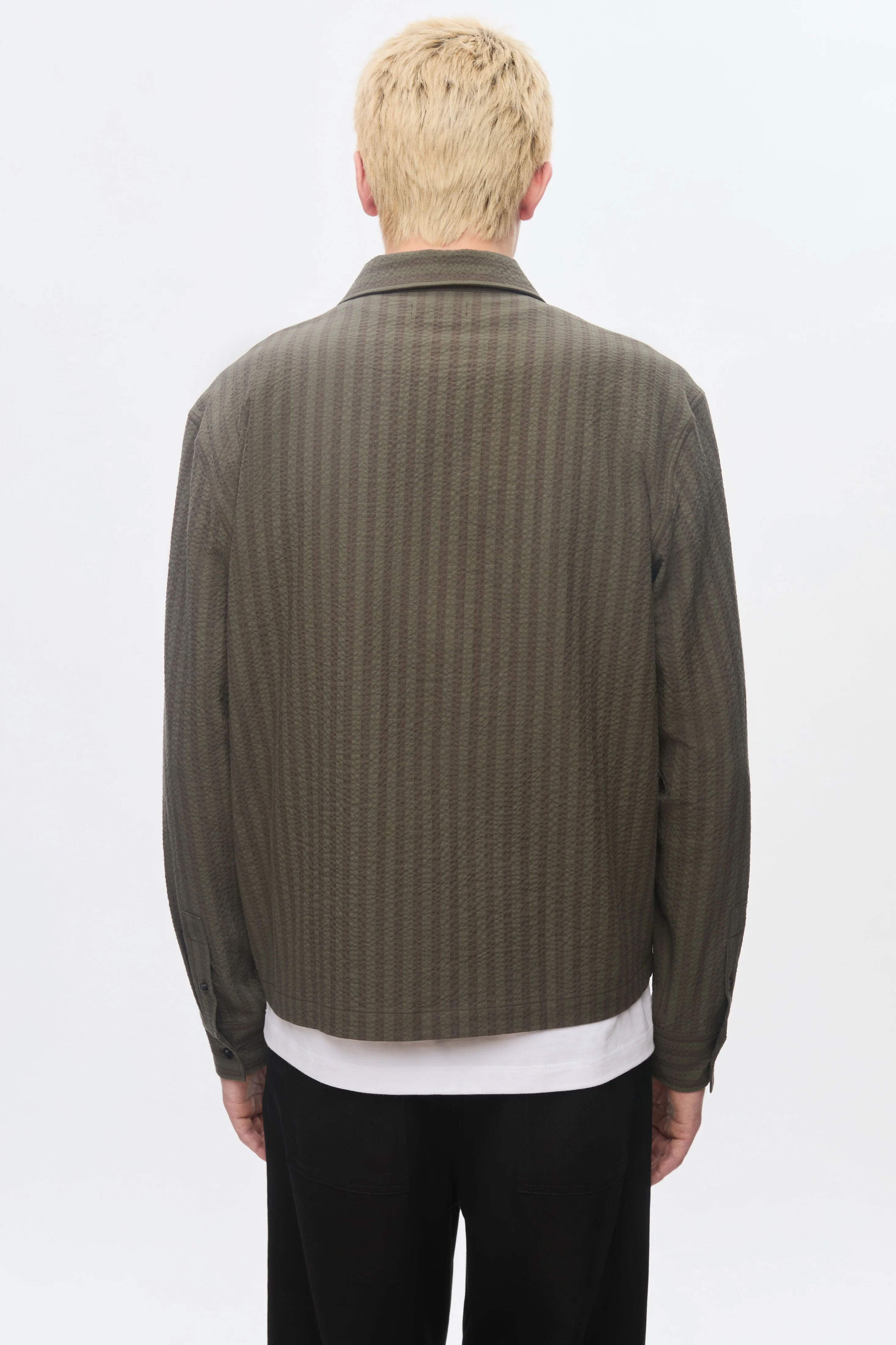 Men's Full Zip Shirt in Brown/Olive - Image 4