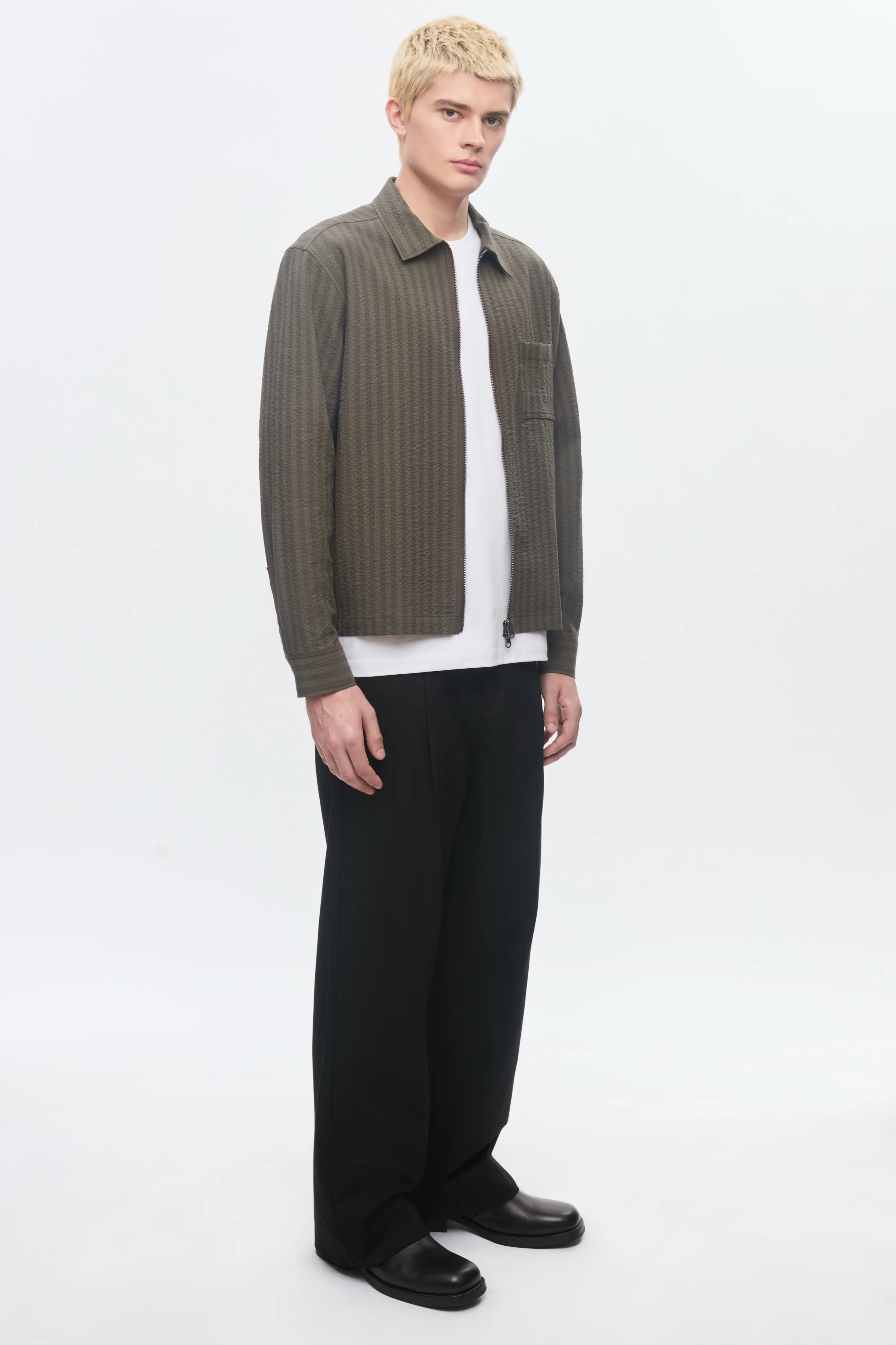 Men's Full Zip Shirt in Brown/Olive - Image 5