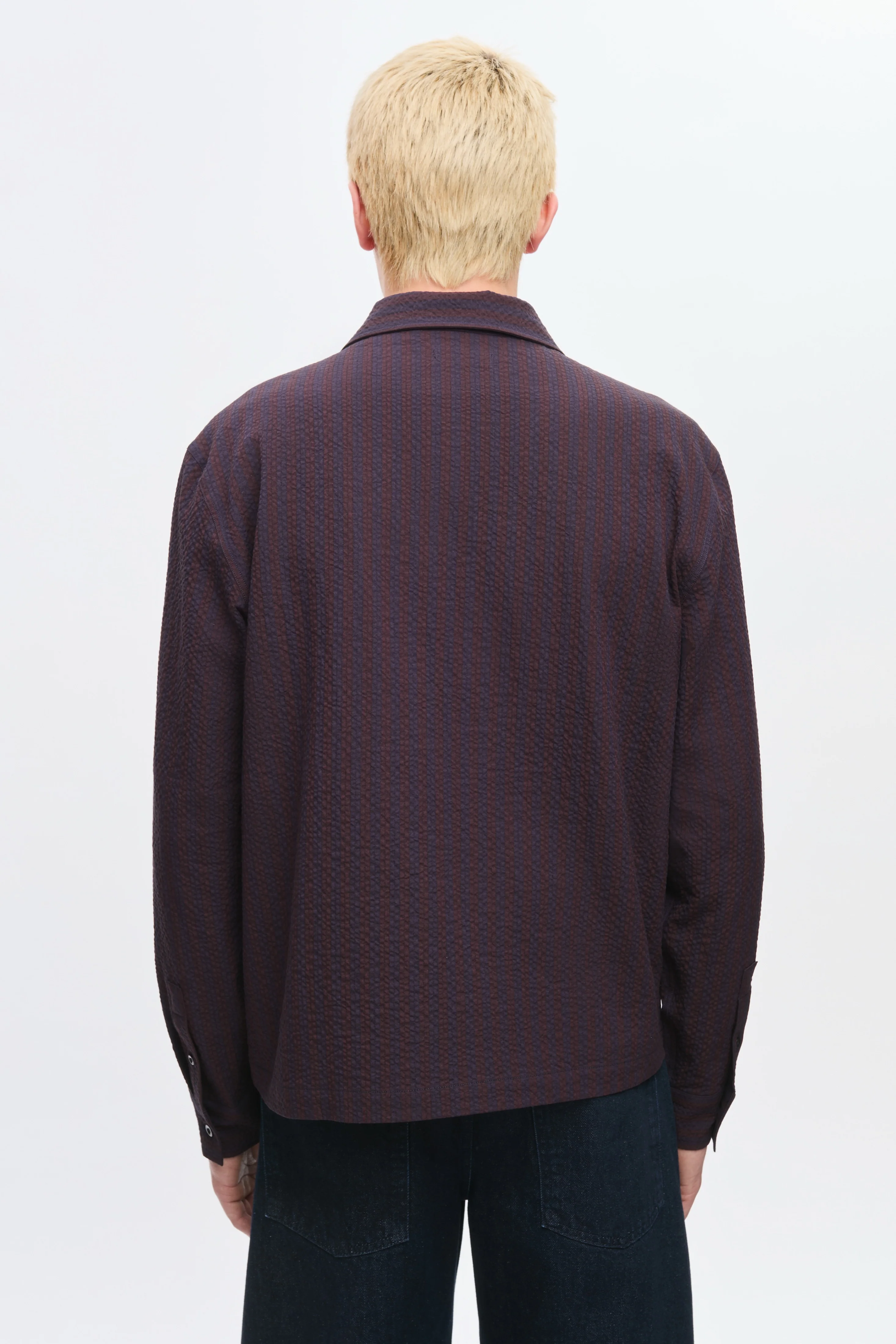 Men's Full Zip Shirt in Cocoa/Navy - Image 5