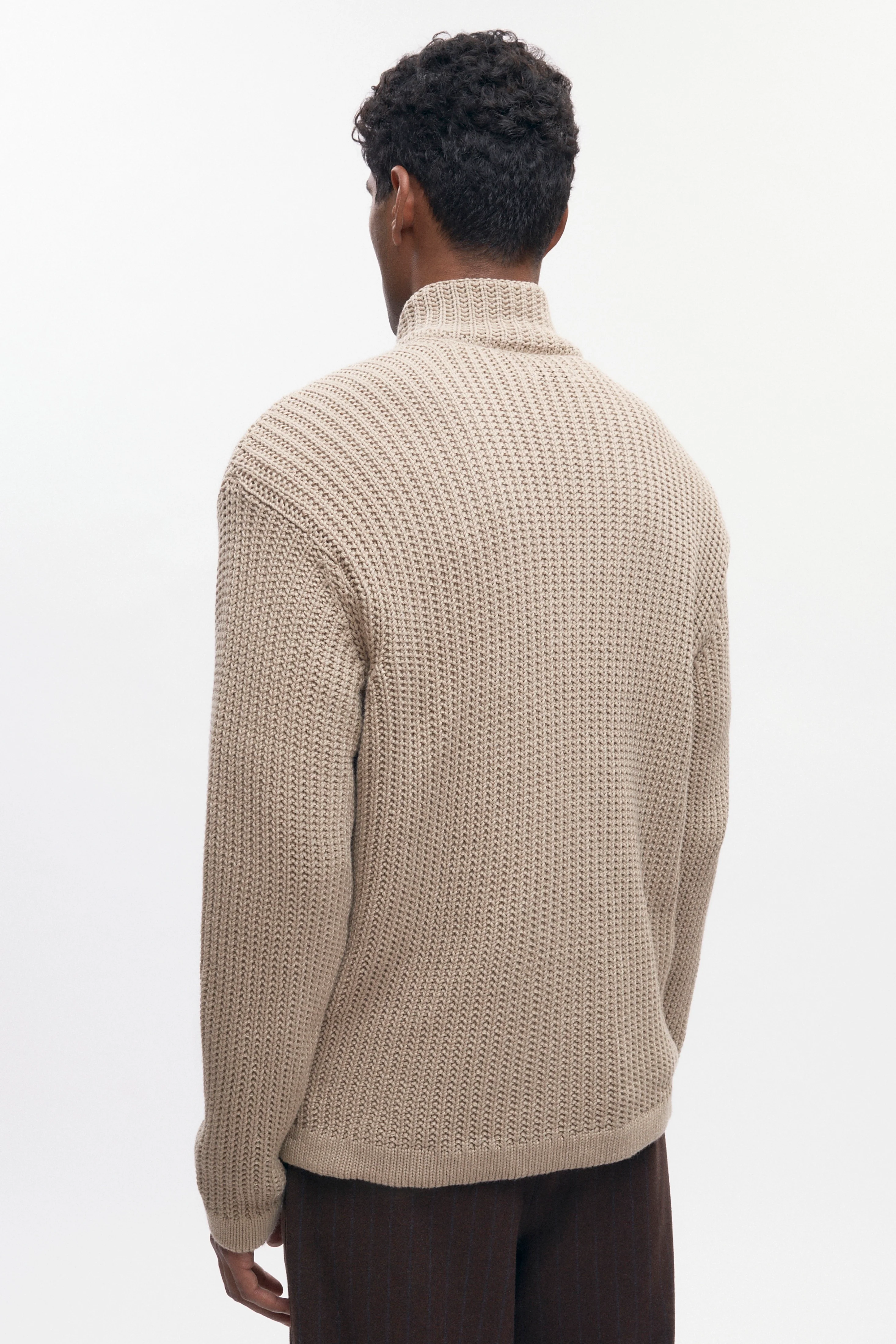 Men's Hadi Zip Sweater in Oat - Image 4