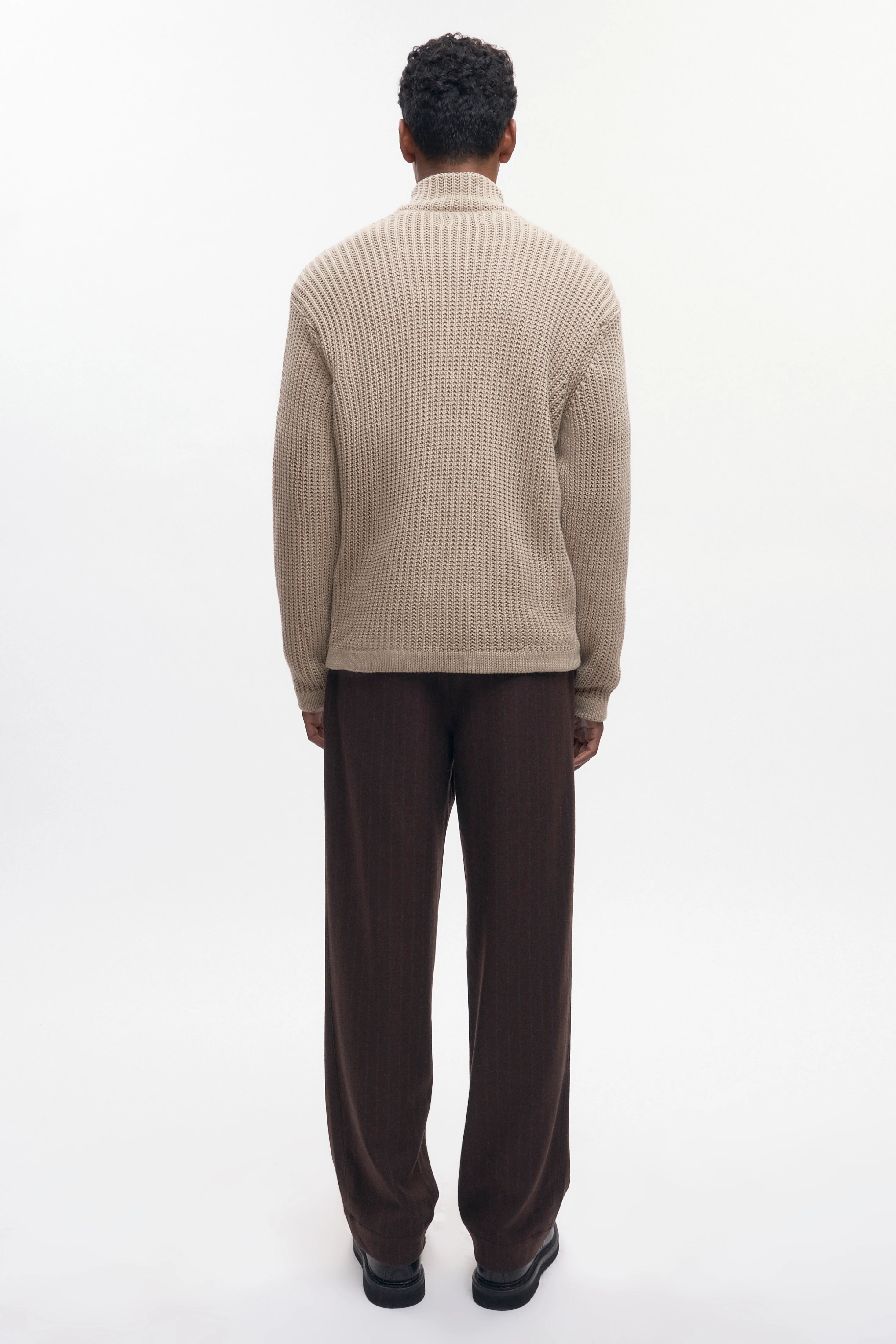 Men's Hadi Zip Sweater in Oat - Image 6
