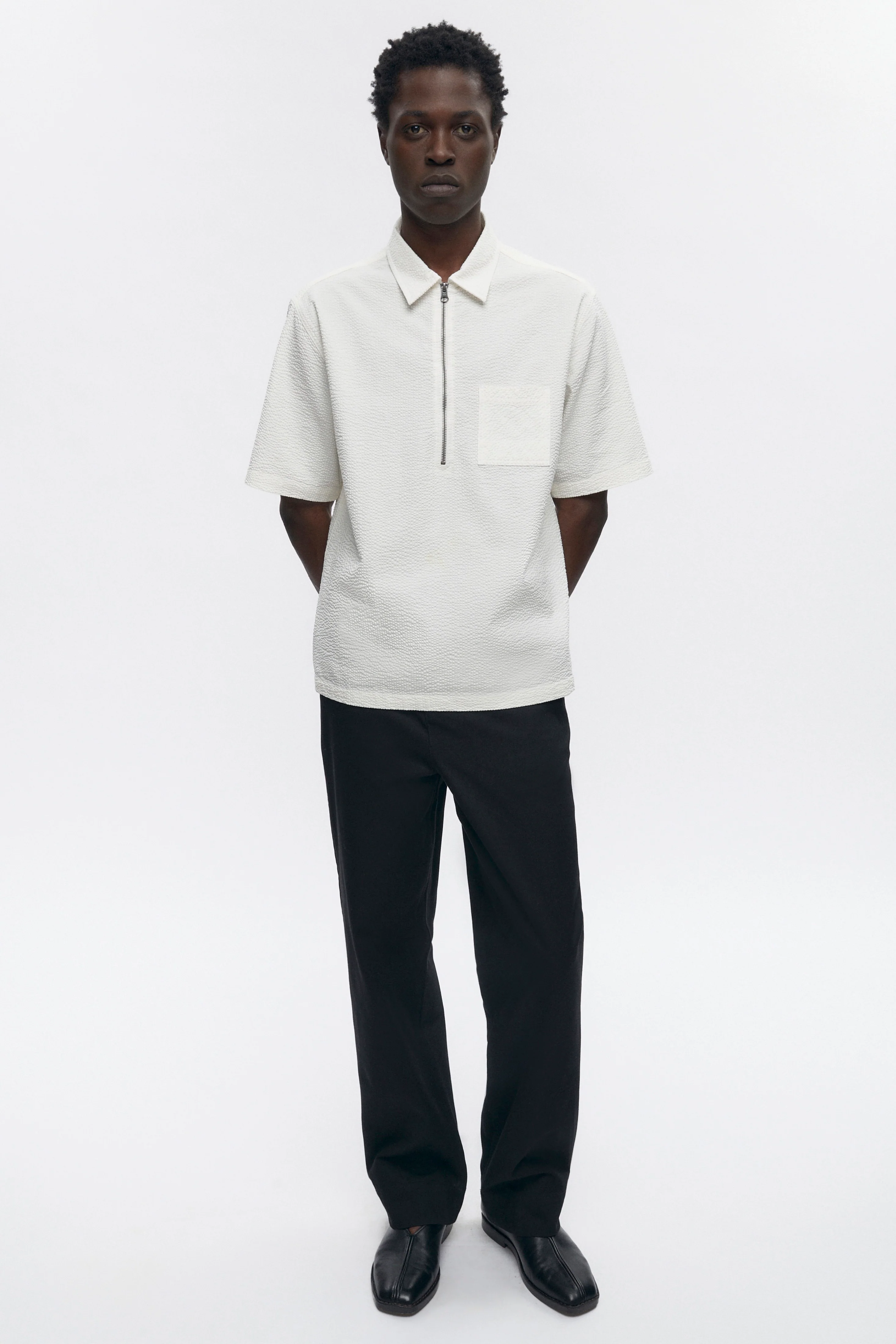 Men's Half Zip Shirt in Marshmallow - Image 3