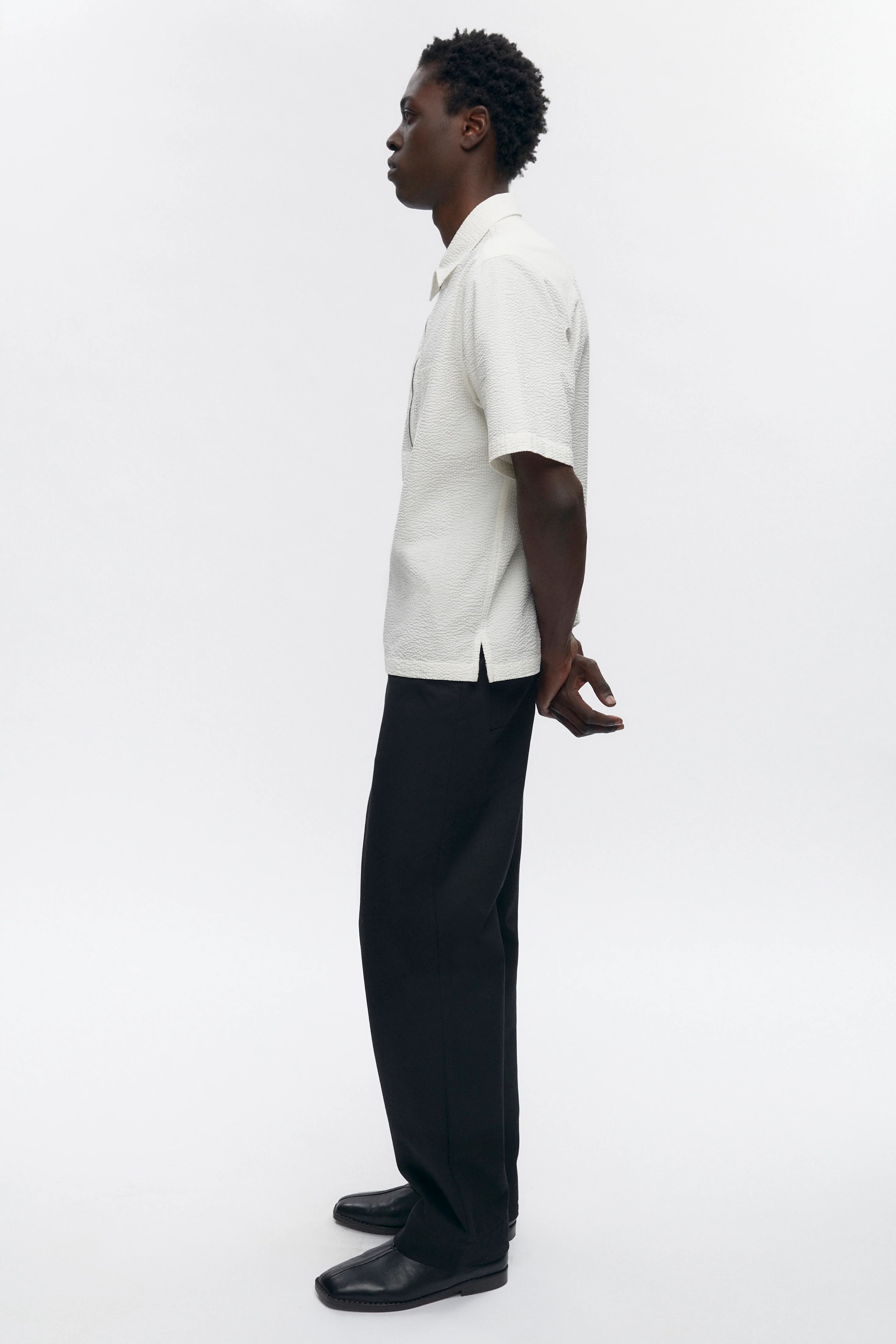 Men's Half Zip Shirt in Marshmallow - Image 4