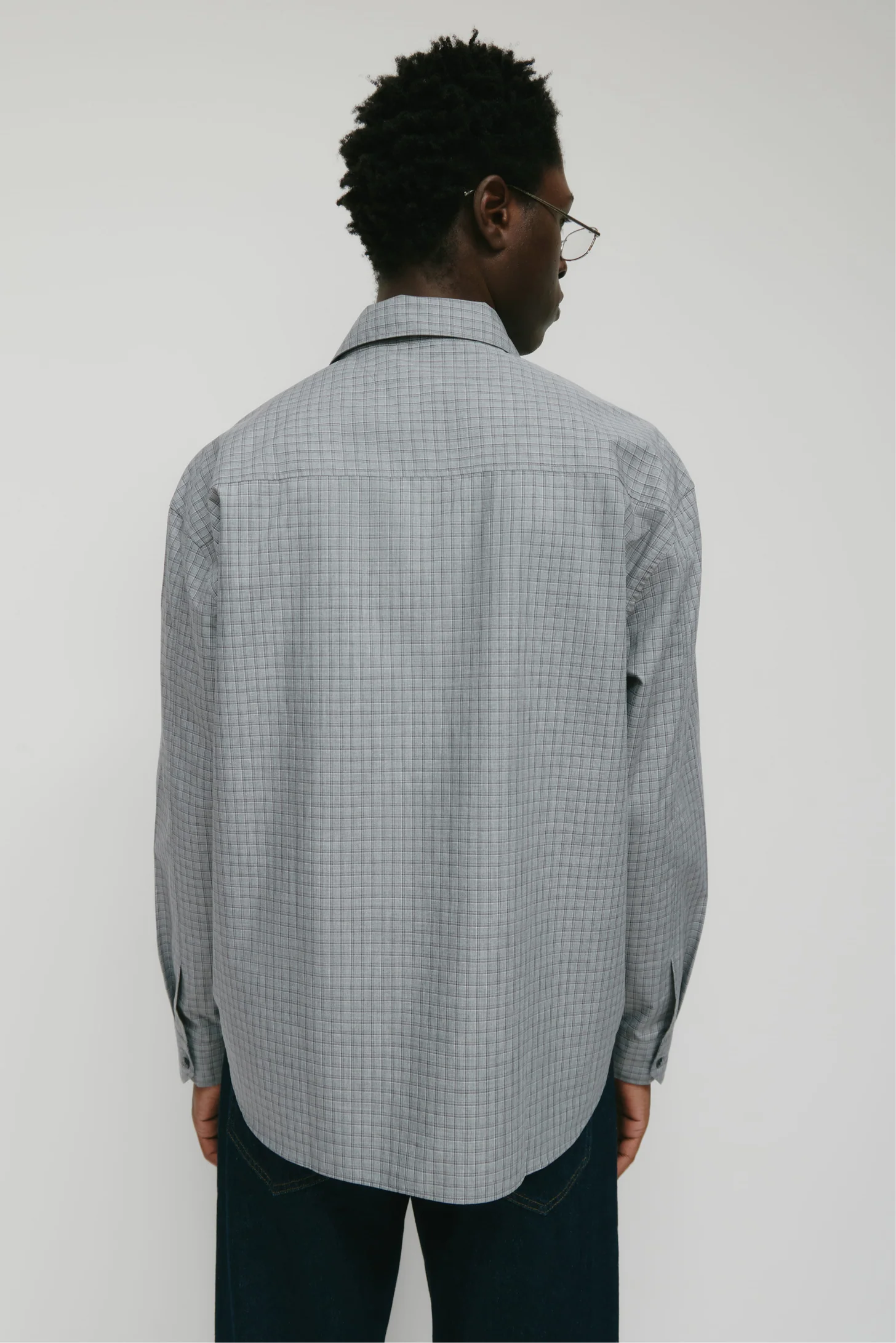 Men's Haydar Shirt in Grey/Lavender Ash Check - Image 5